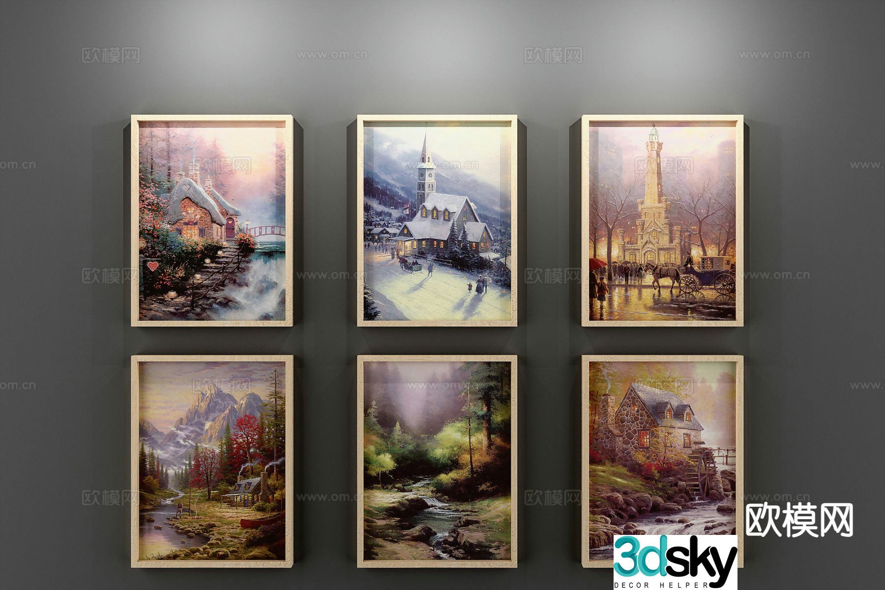 Nordic decorative painting architectural painting hanging painting 3D model