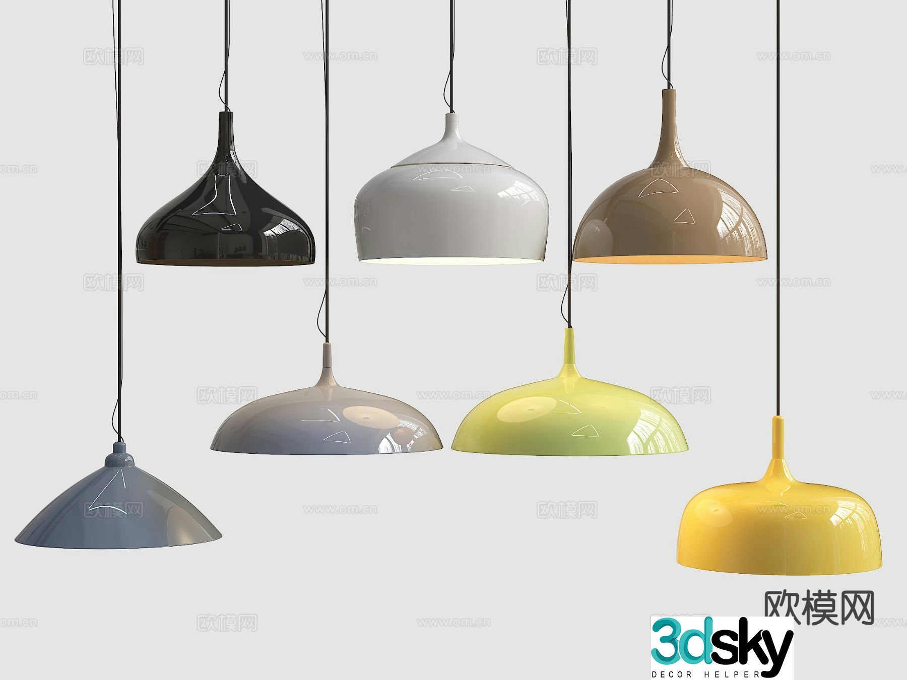 Nordic paint small chandelier 3D model