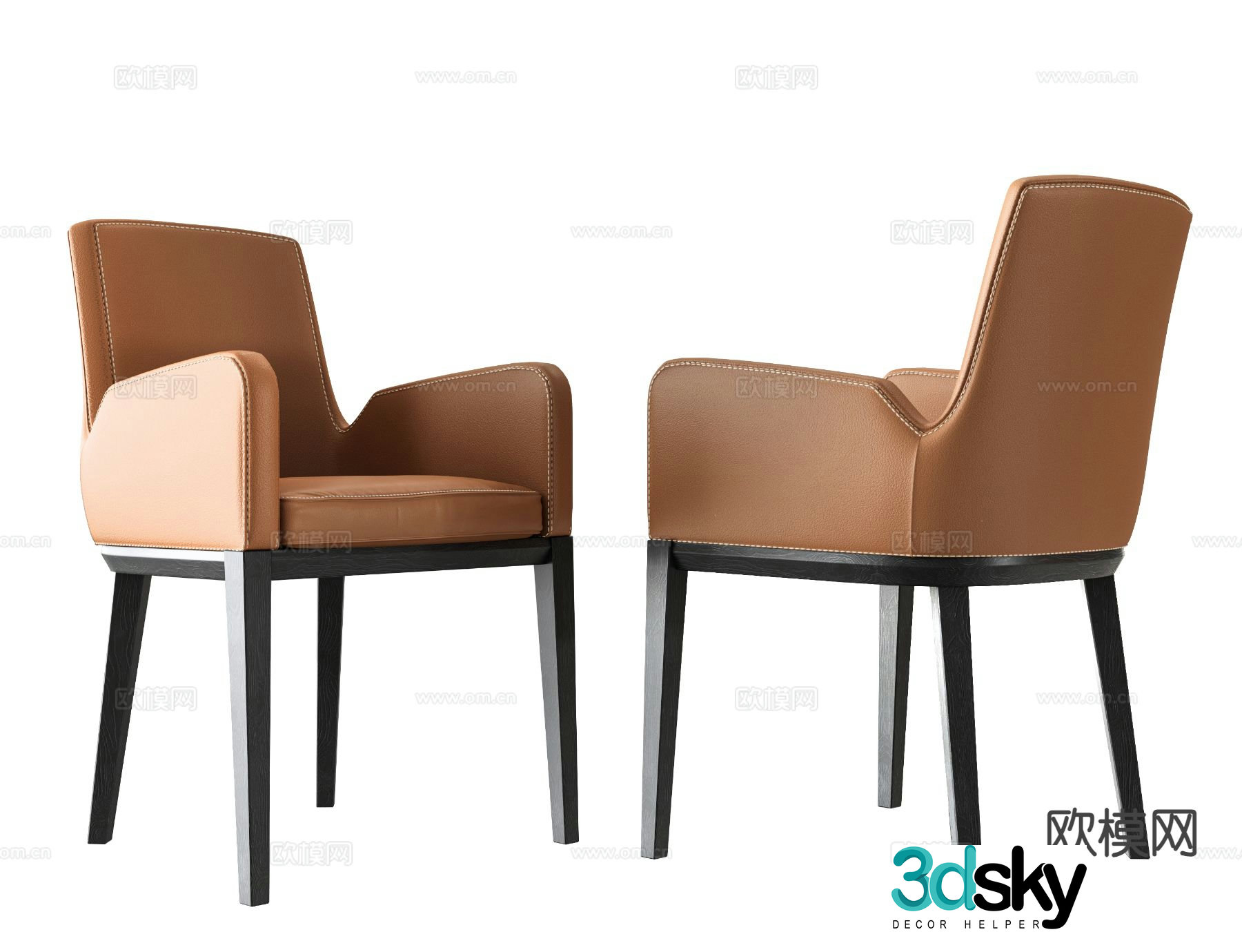 Modern dining chair single chair leisure chair 3d model