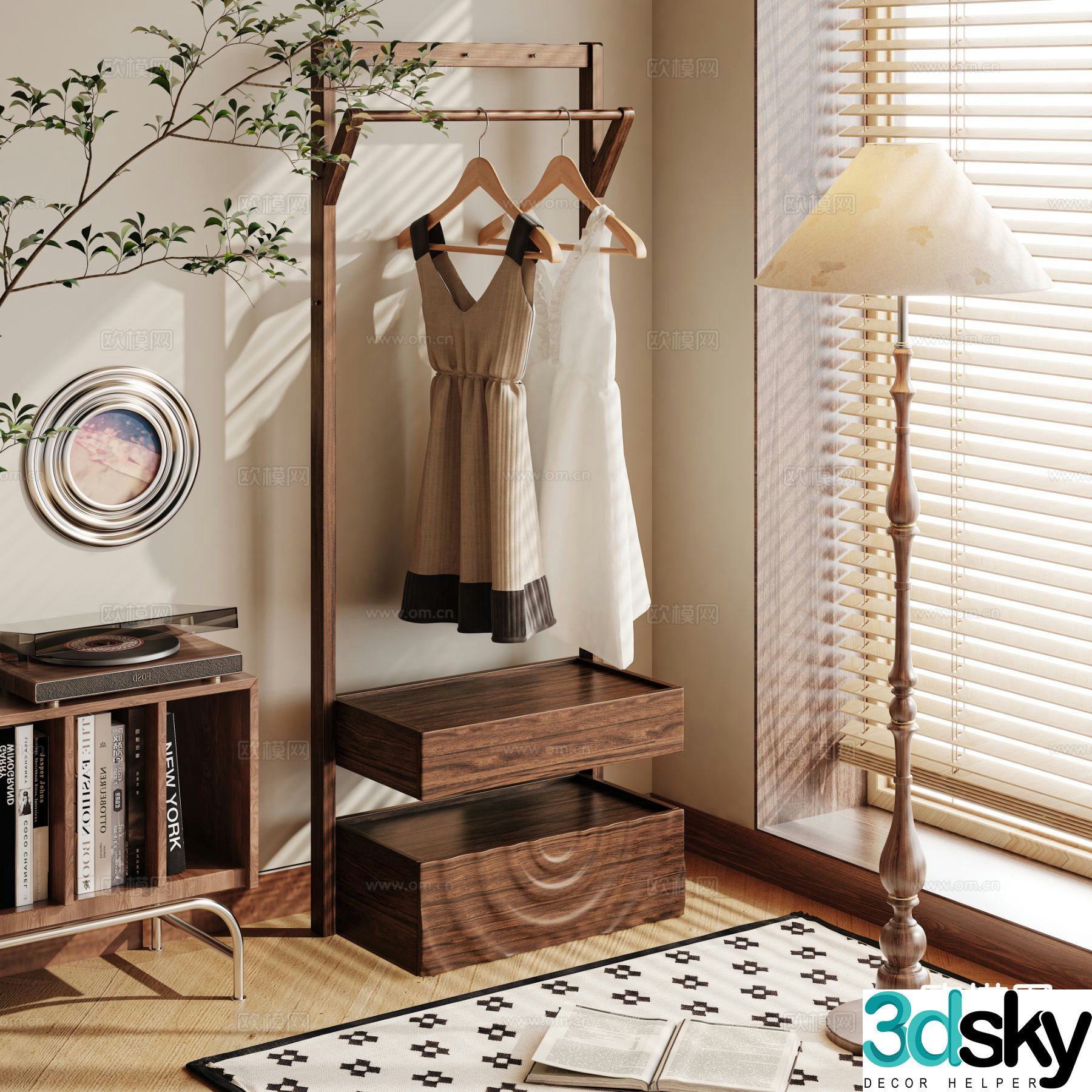 Clothes rack floor rack 3d model