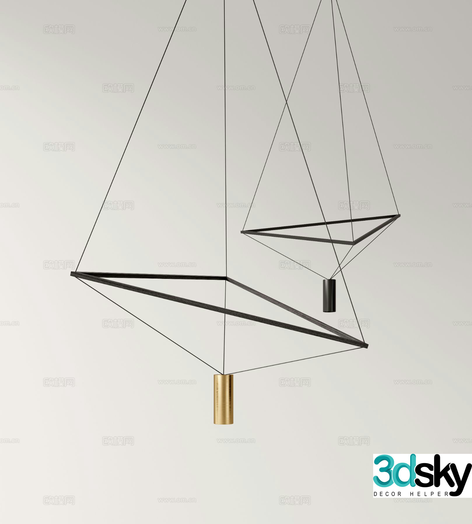 Modern metal chandelier 3d model