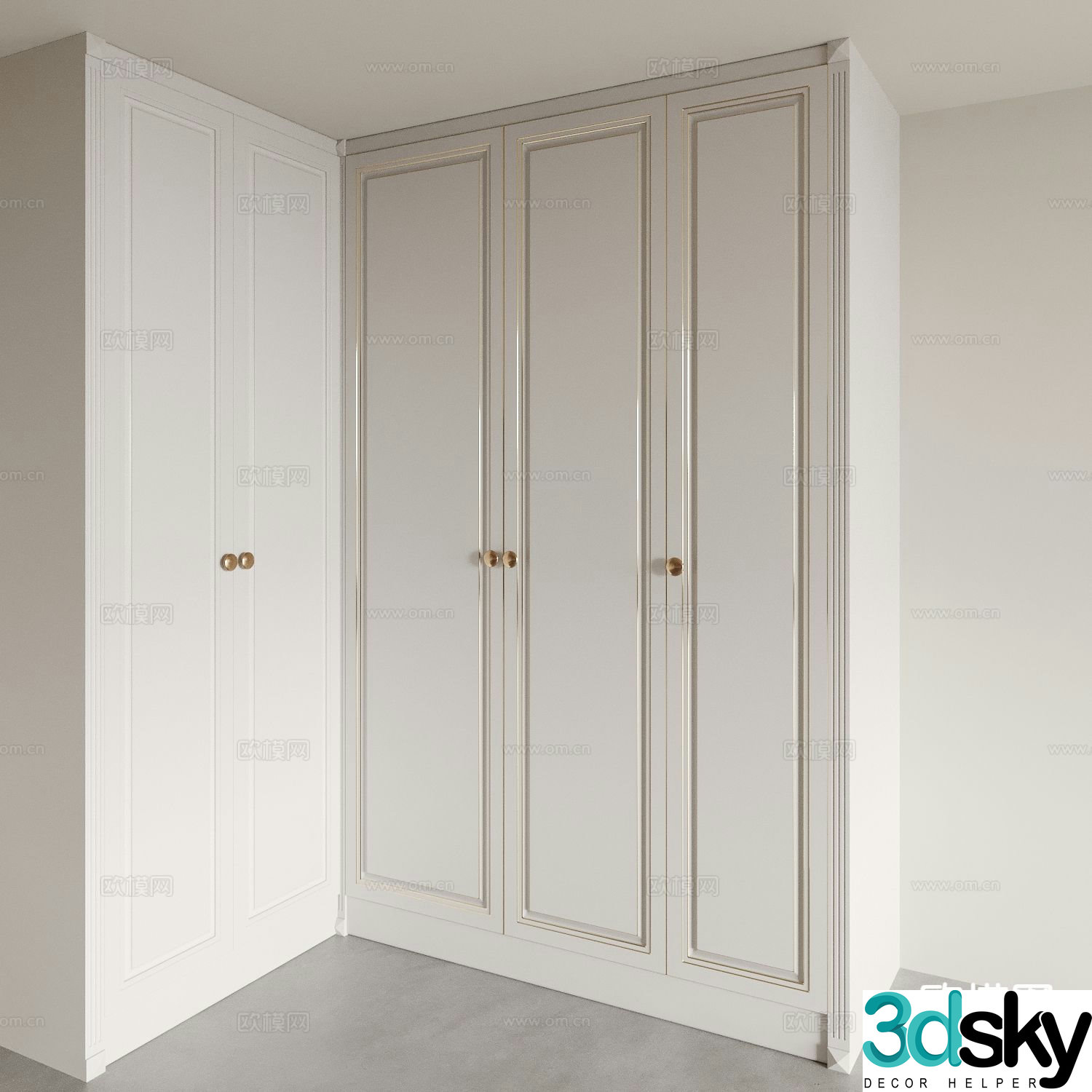 Simple European Wardrobe Wardrobe 3D model