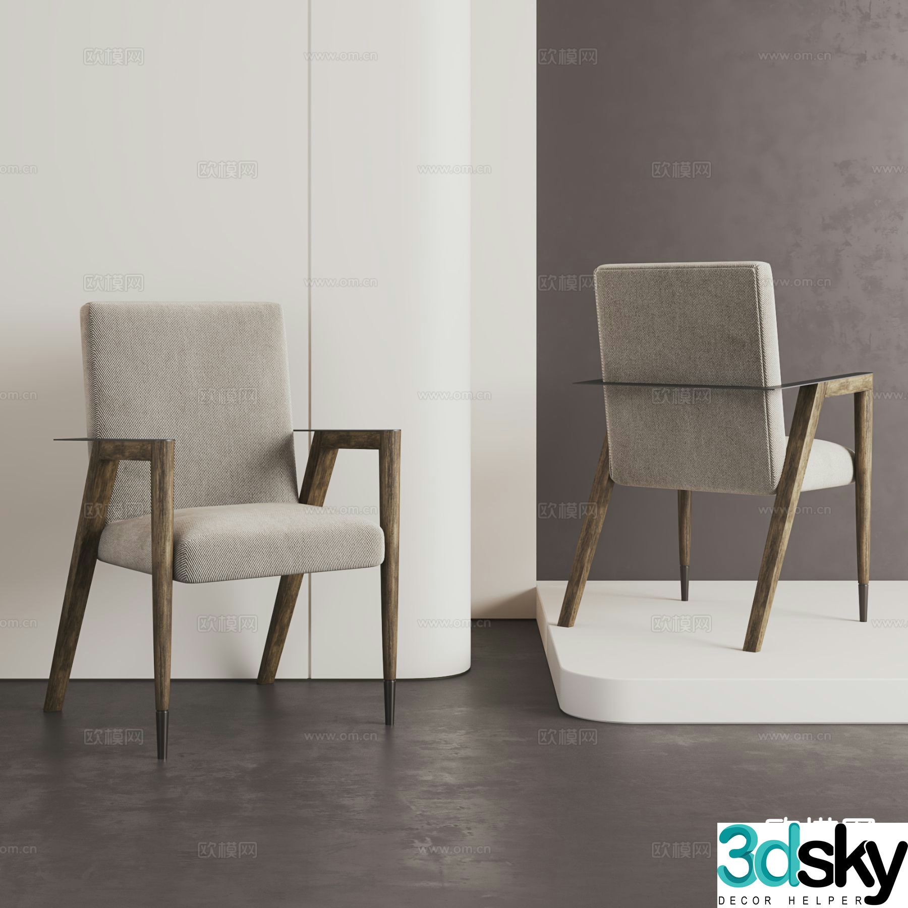 Medieval style chair dining chair 3d model