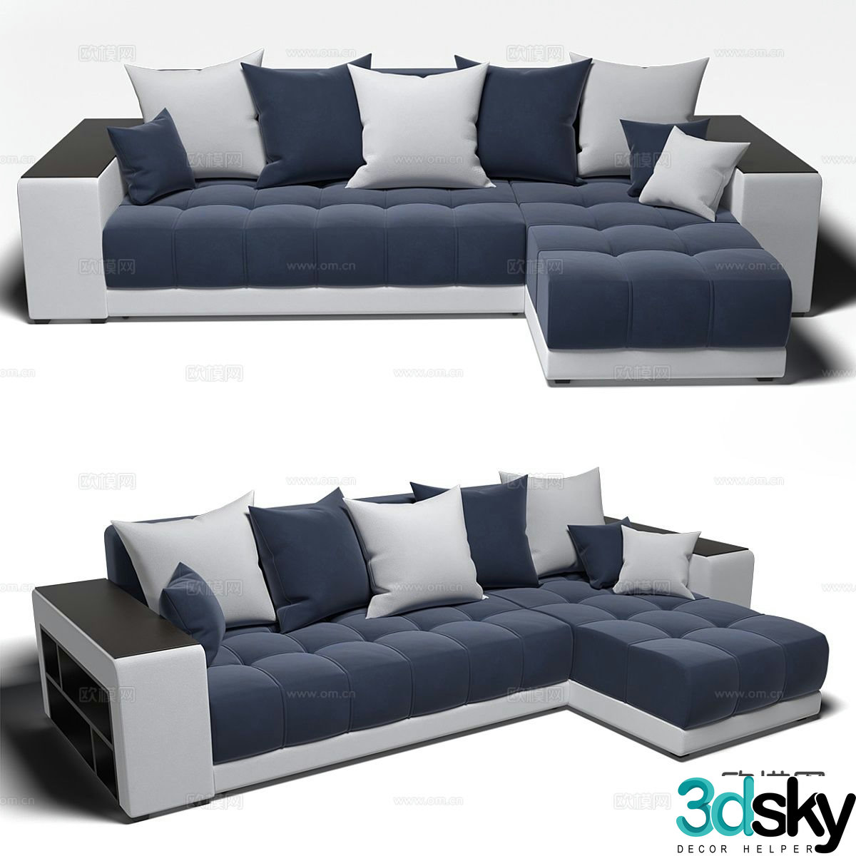 Modern fabric sofa corner sofa multi-person sofa 3d model