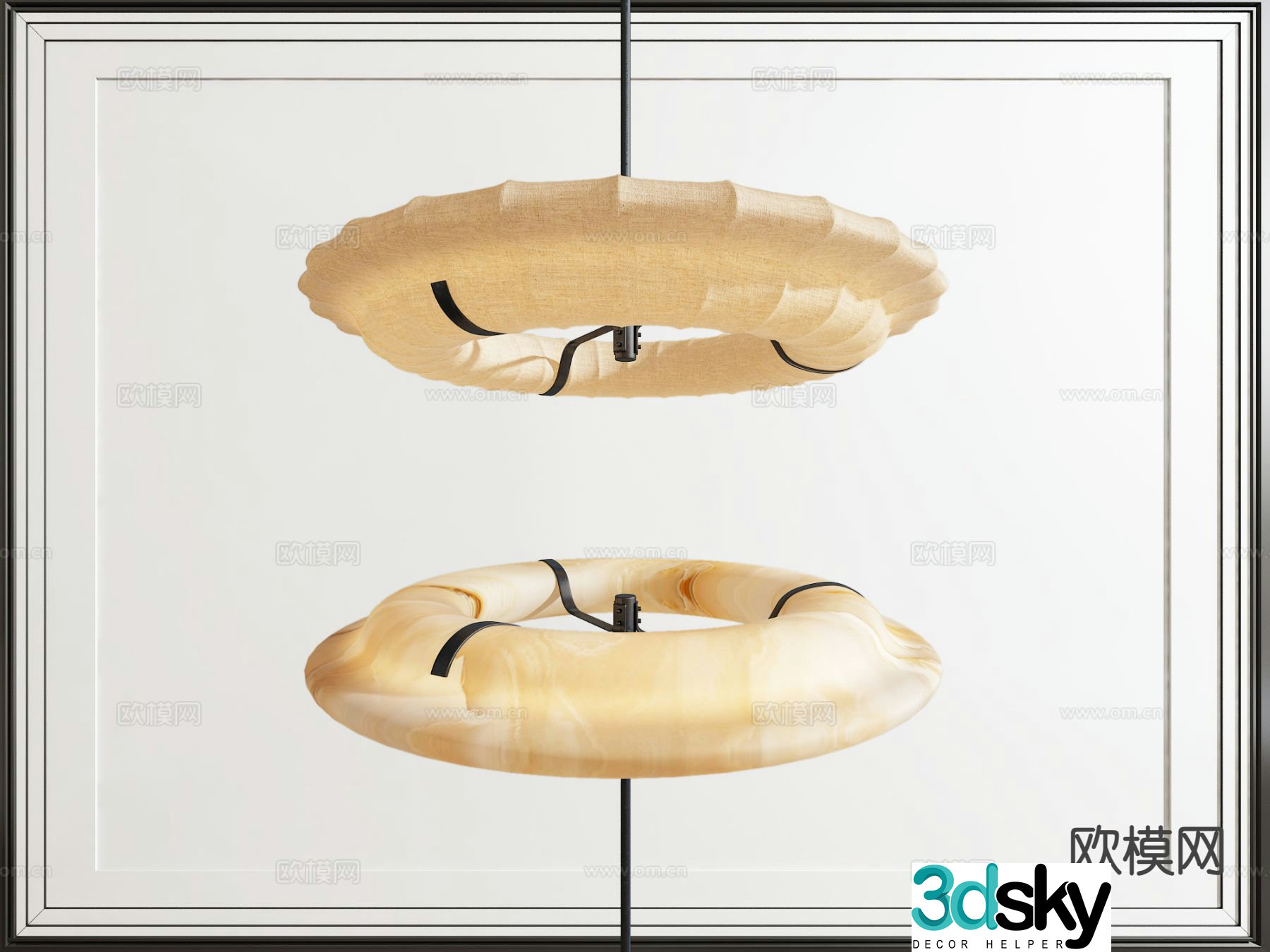 New Chinese style round chandelier 3d model