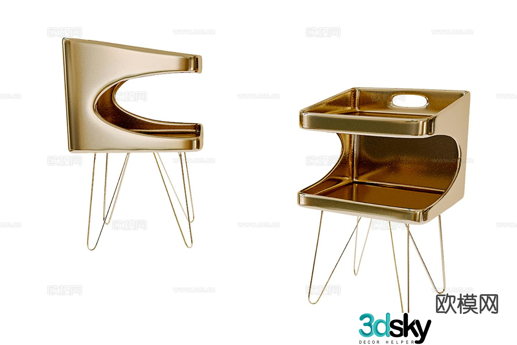 Light luxury corner table side table table table 3D model