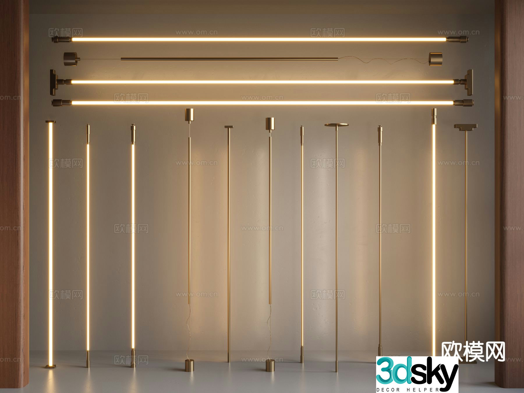 Modern skyline lamp linear lamp steel strip lamp 3d model
