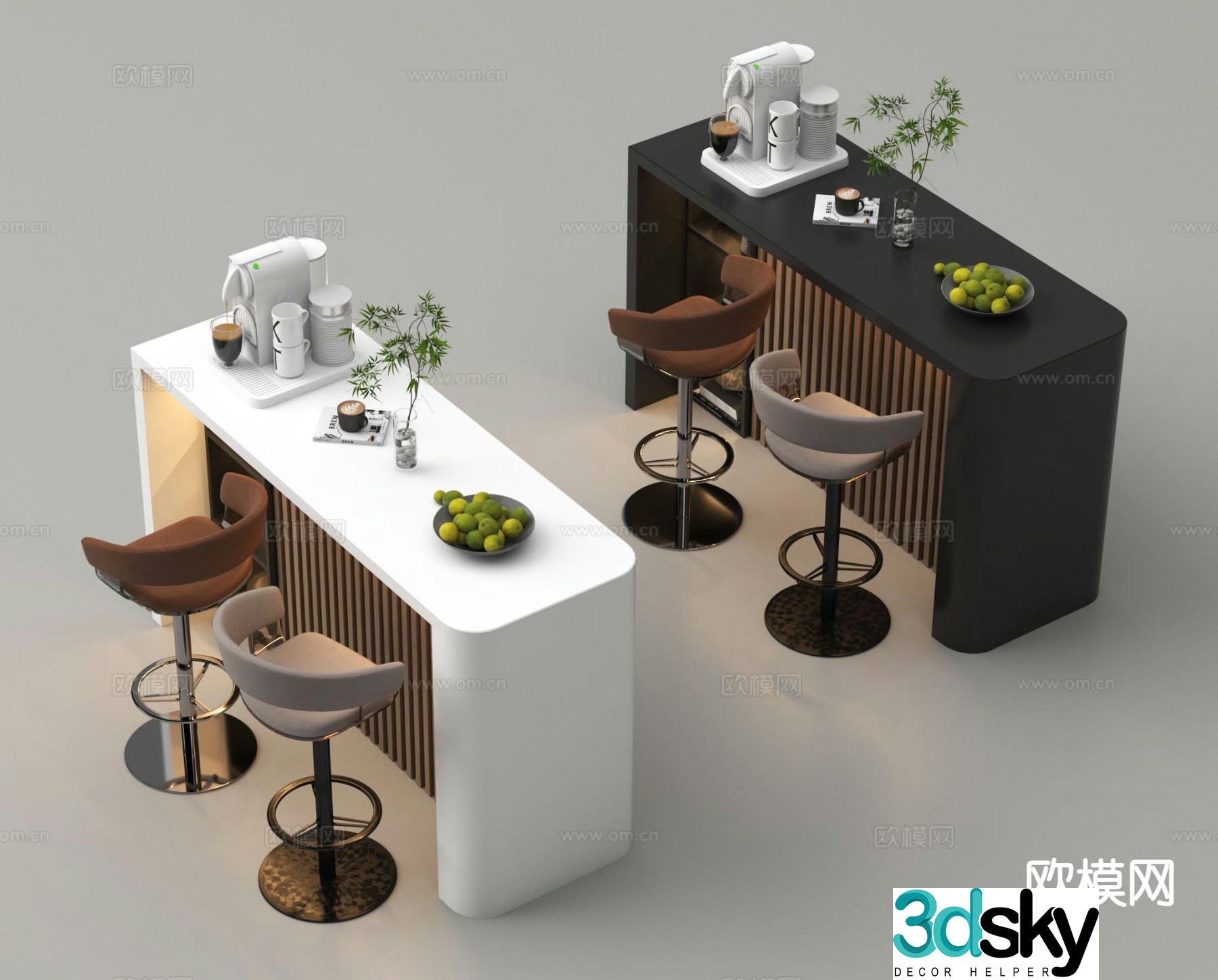 Modern island bar western kitchen bar water bar 3D model