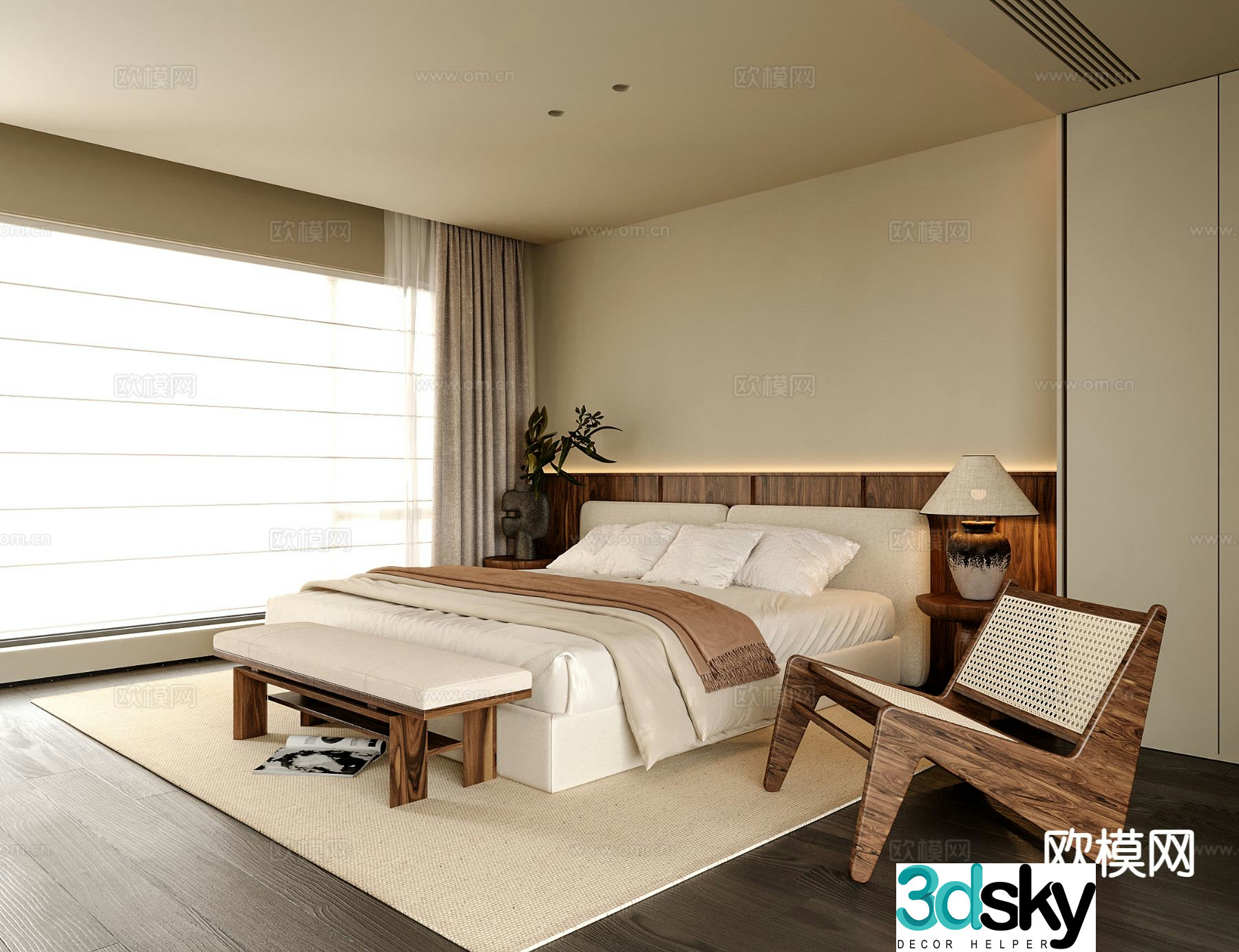 Medieval style bedroom master bedroom bed and breakfast guest room 3d model