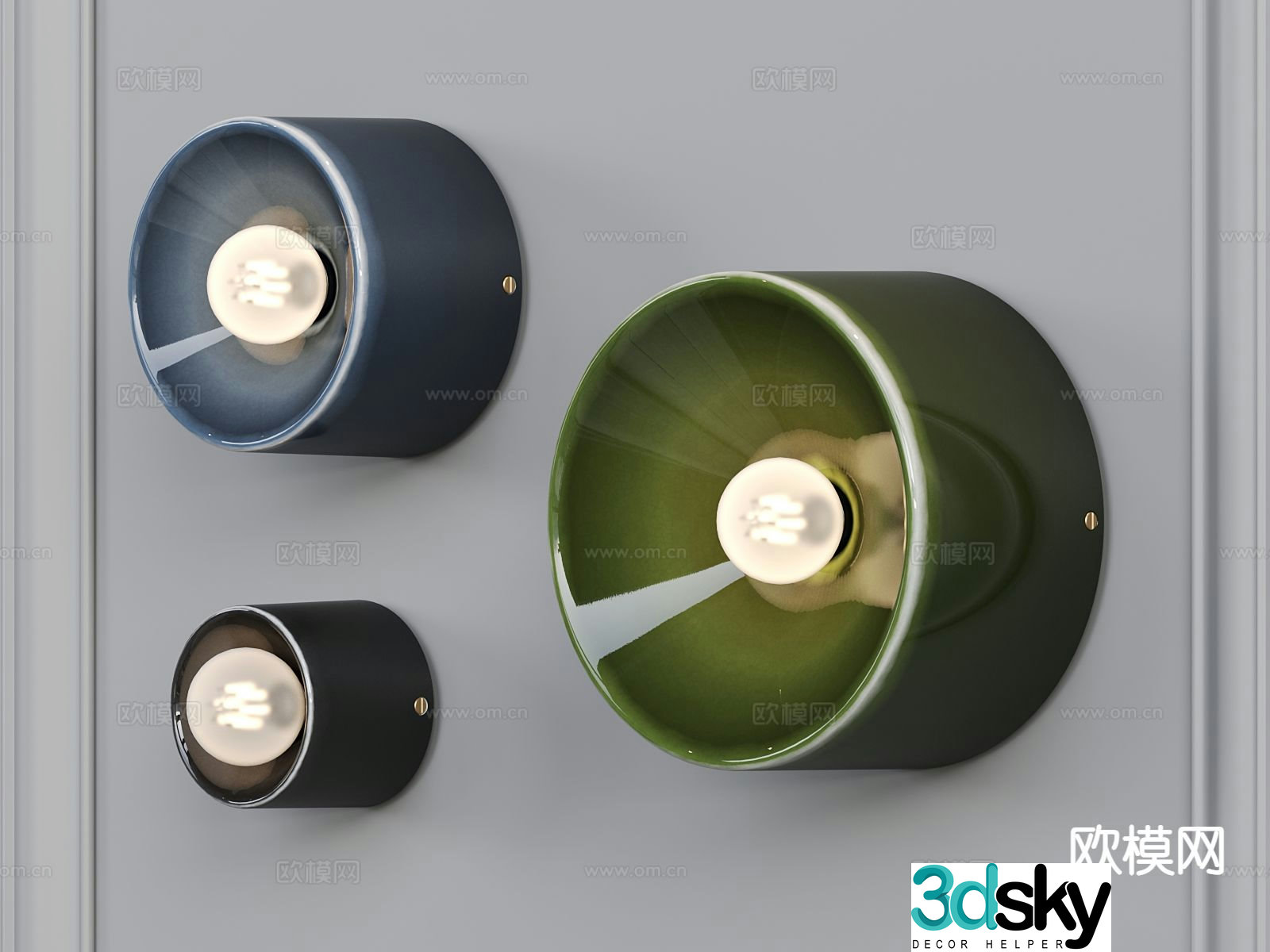 Modern round wall light glass wall light 3d model
