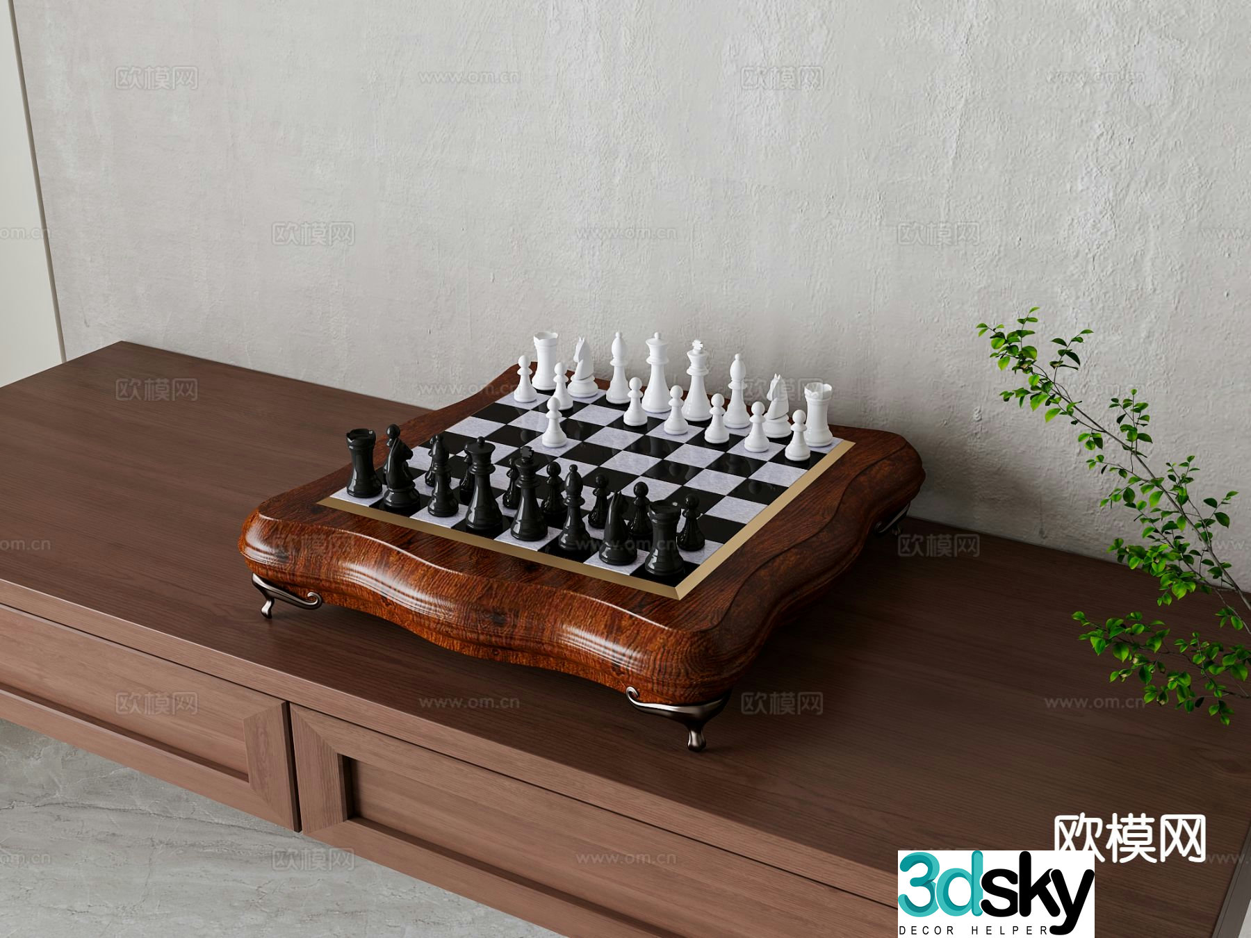 American chess 3d model