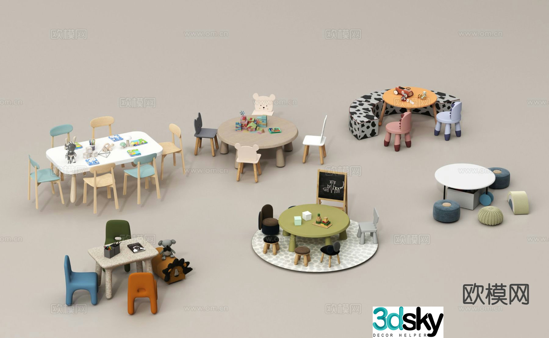 Children’s tables and chairs game tables and chairs toy table 3d model