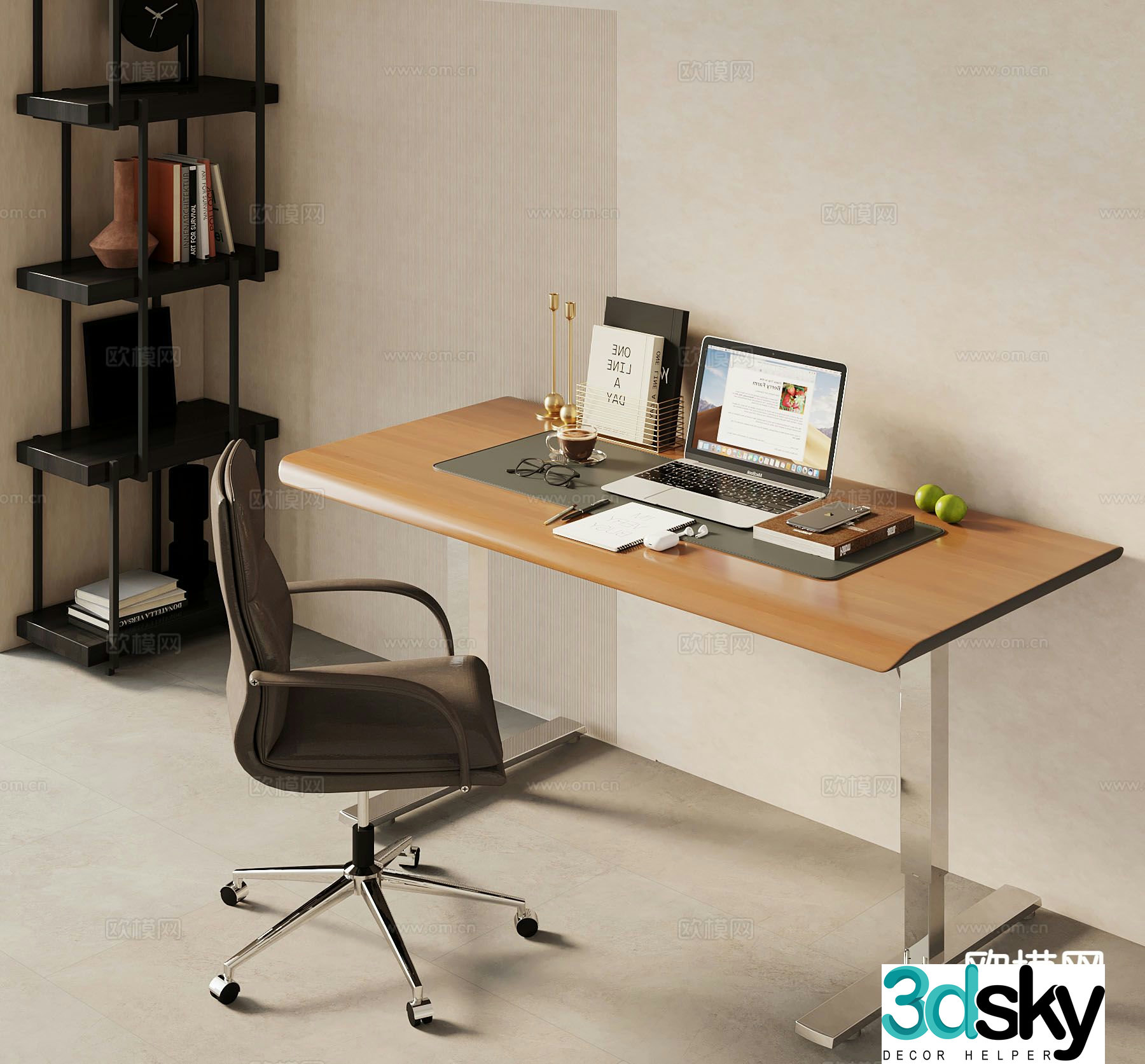 modern desk desk 3d model