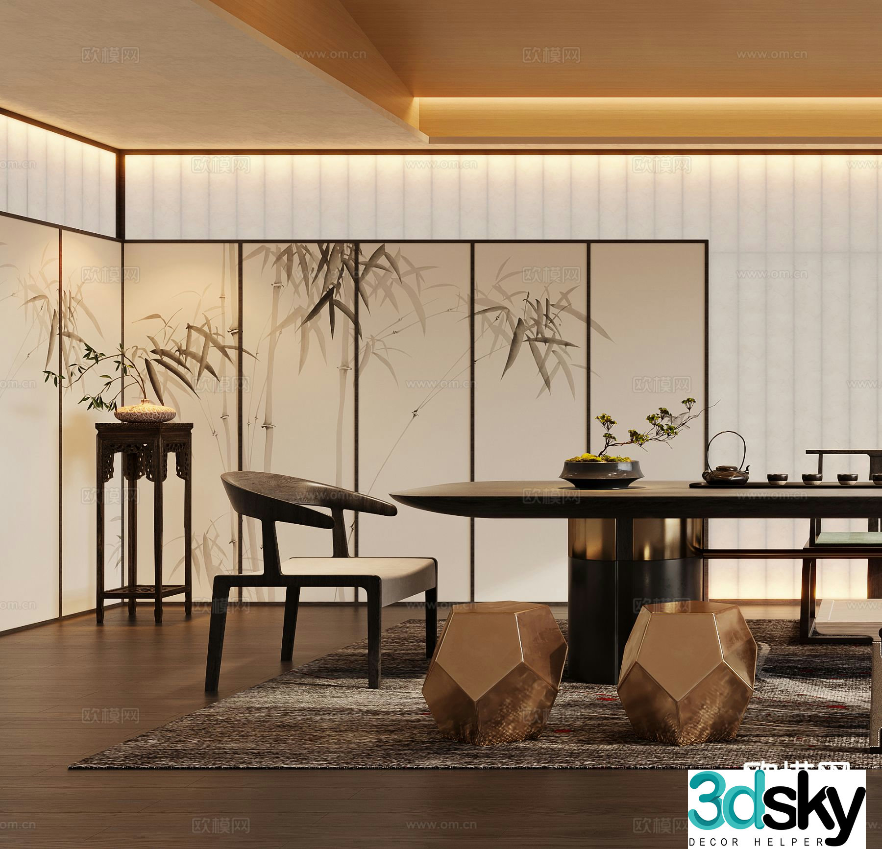New Chinese tea room 3d model