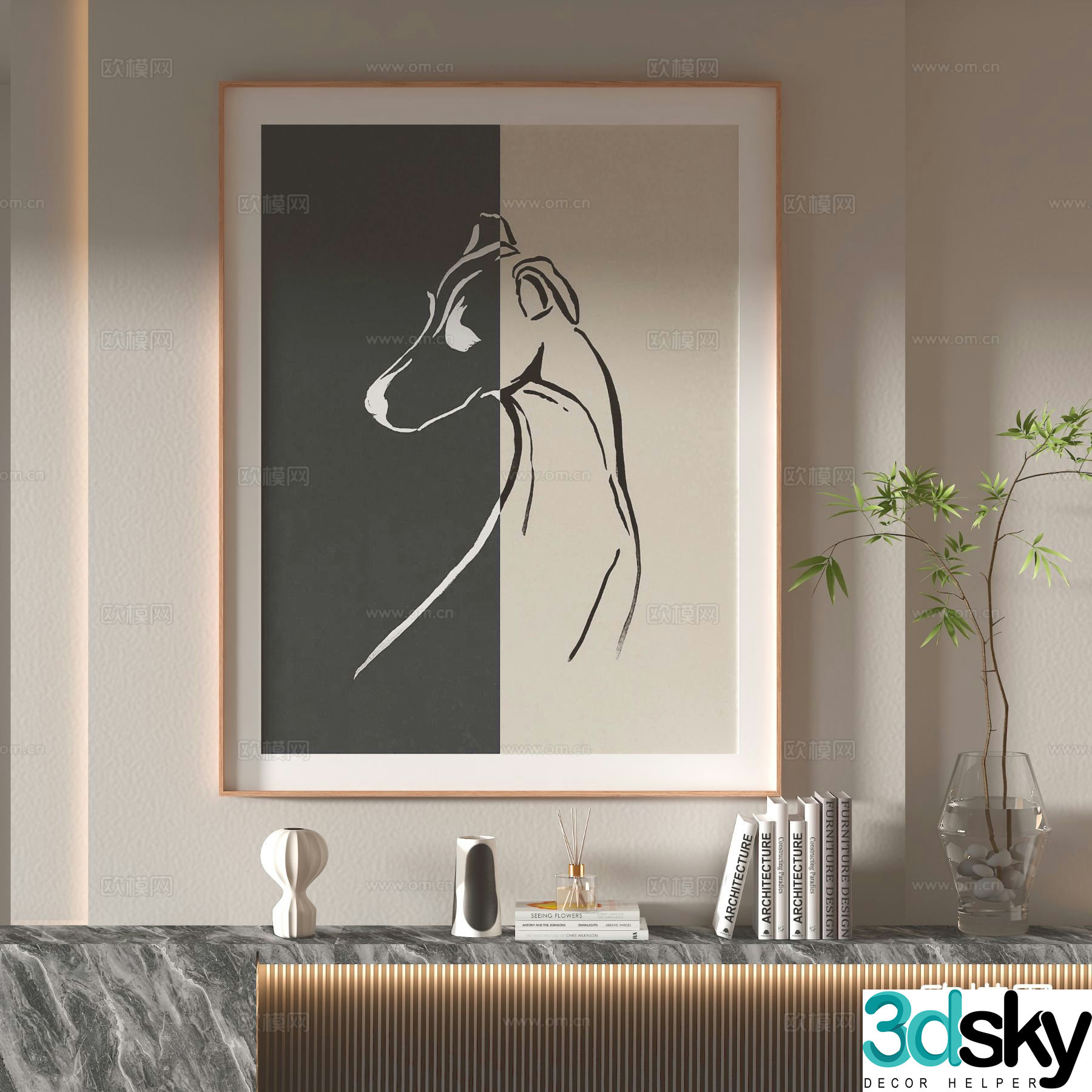 Wabi-sabi painting decorative painting art painting hanging painting 3D model