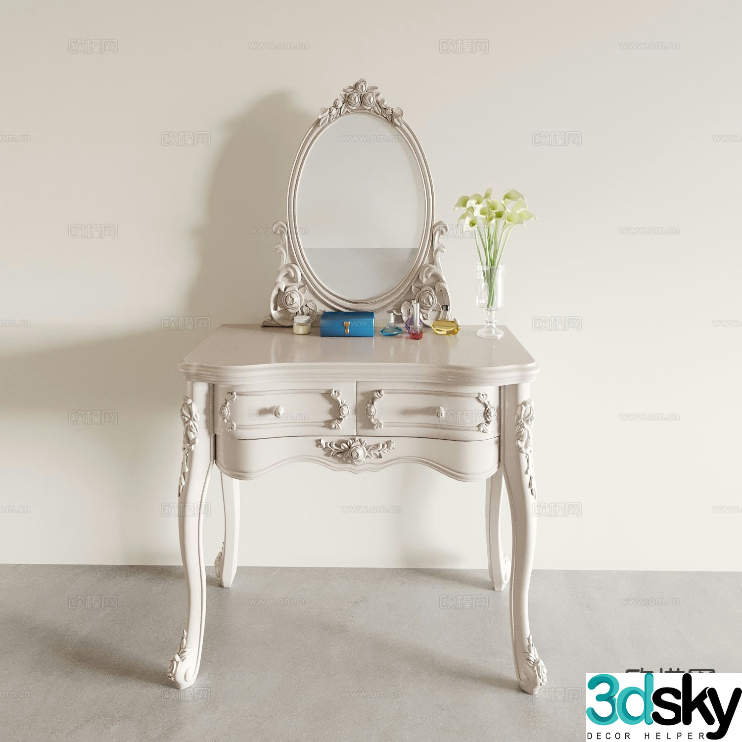 European dressing table dressing table 3d model