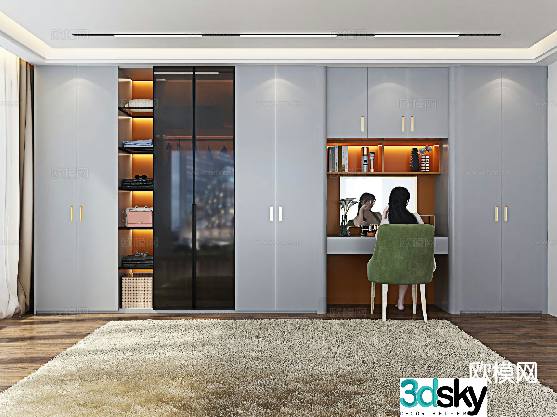 Integrated wardrobe dresser 3d model