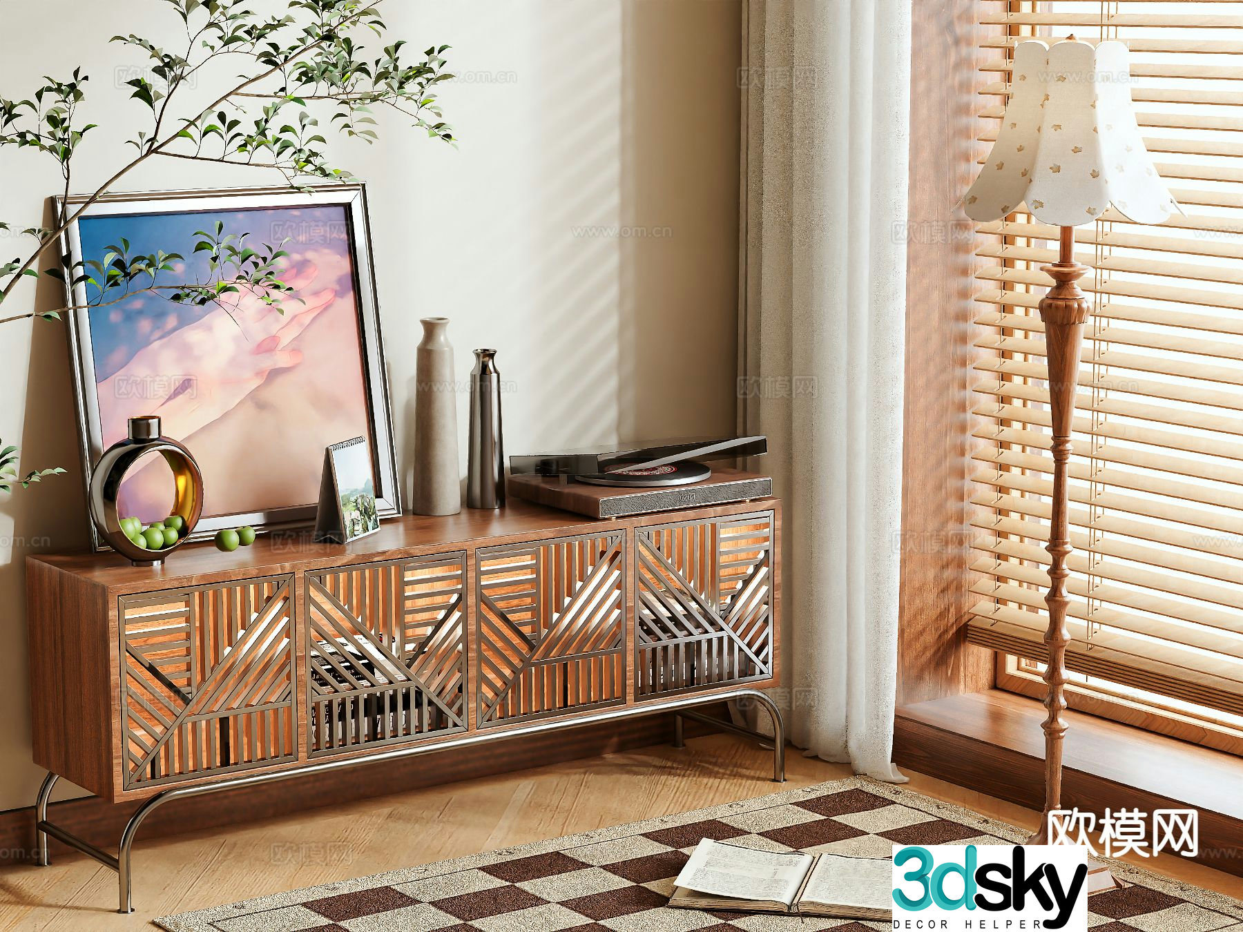 Medieval style TV cabinet 3D model