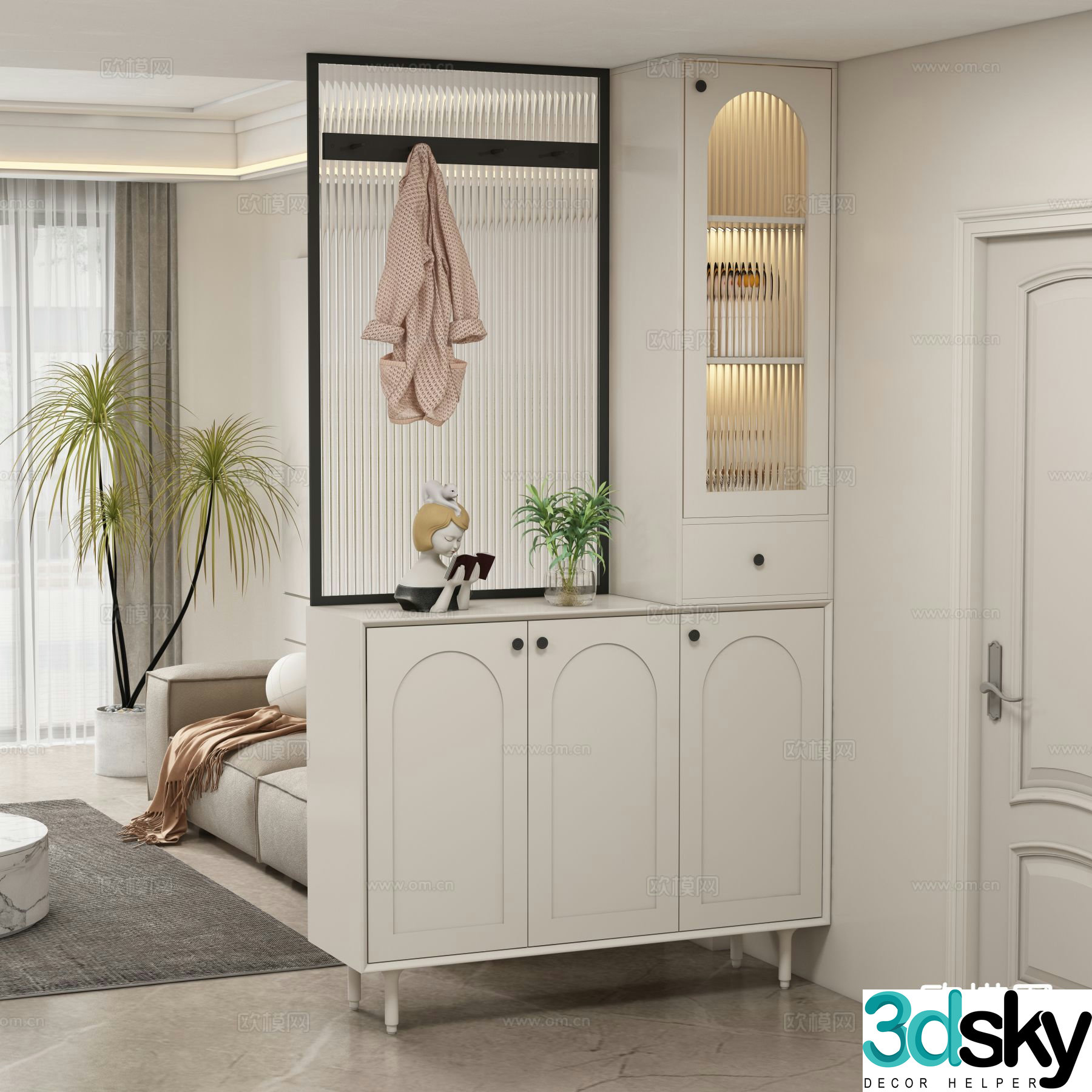Modern entrance cabinet shoe cabinet partition cabinet 3d model