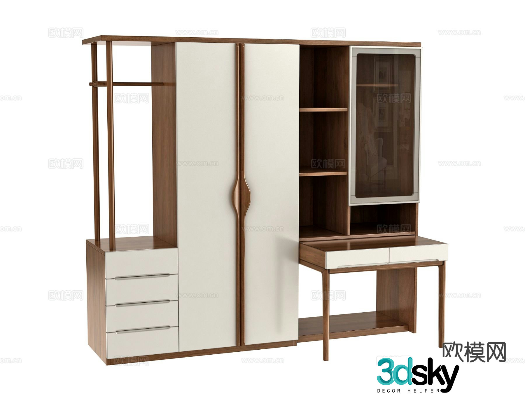 Integrated desk and chair 3d model