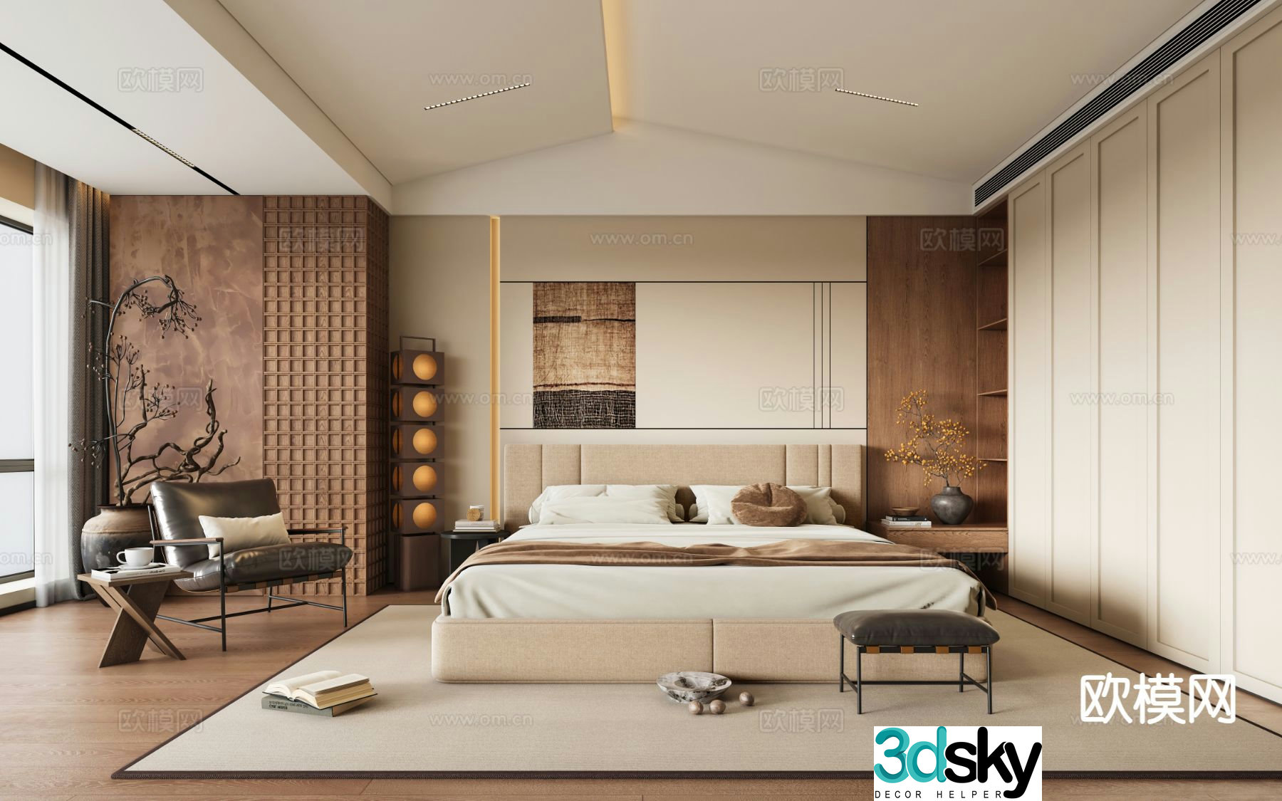 Medieval style bedroom master bedroom 3d model