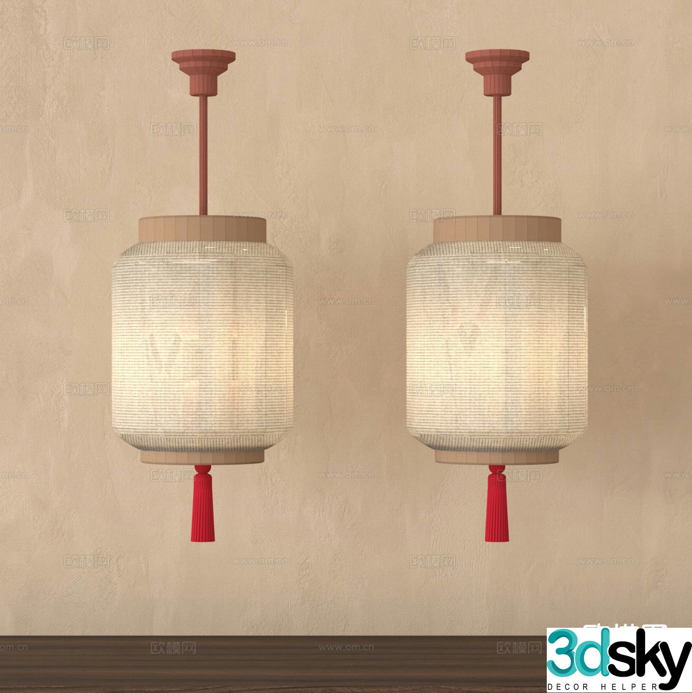 New Chinese style chandelier lantern chandelier 3d model