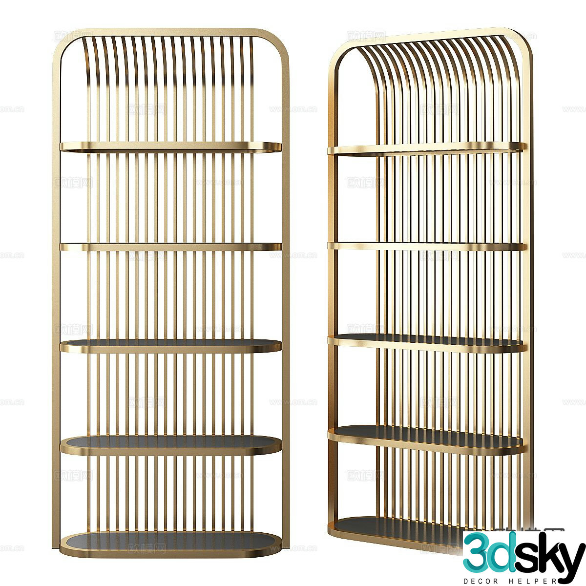 Light luxury storage shelf bookshelf 3d model