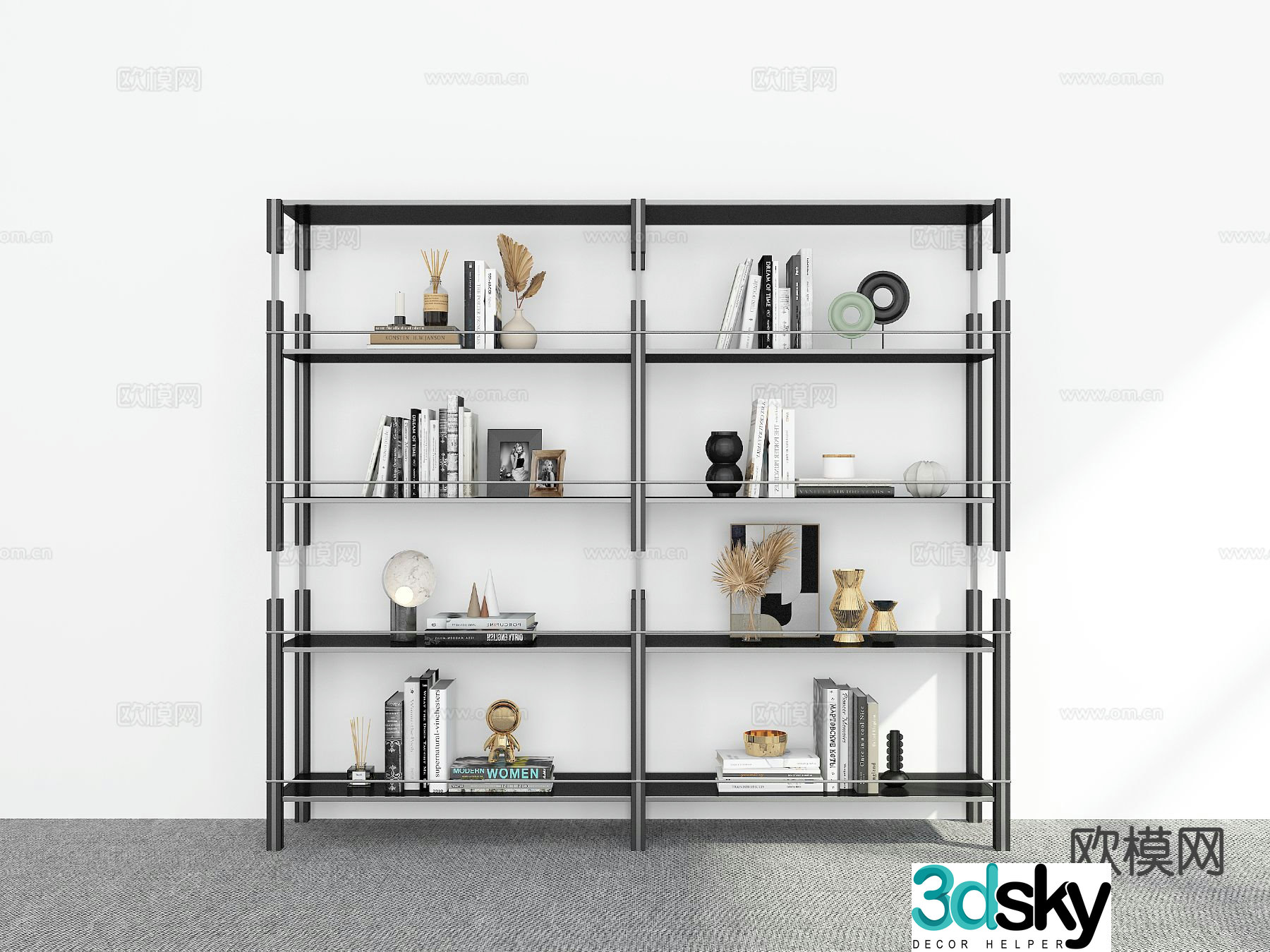 Modern bookshelf 3d model