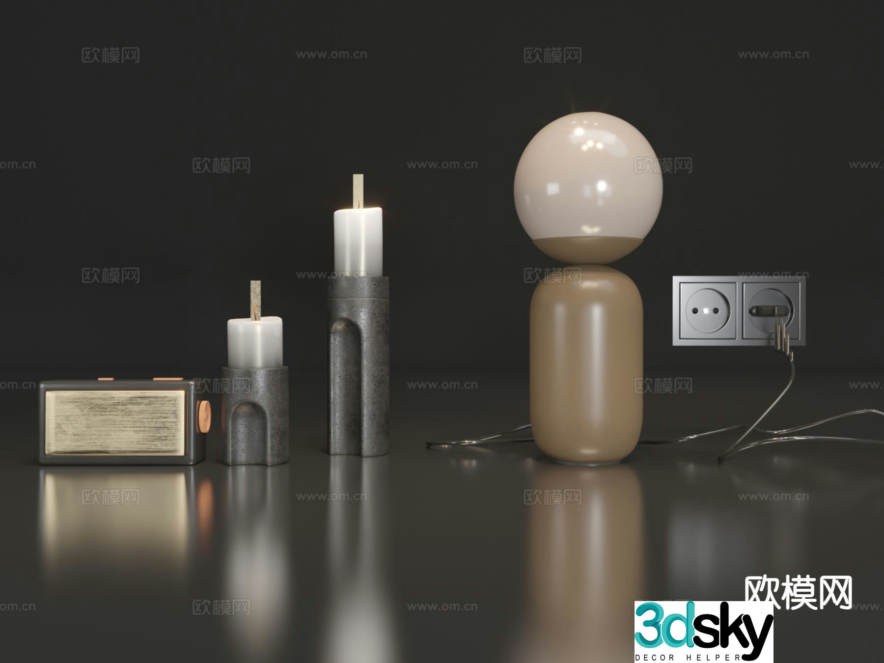 Wabi Sabi Decorations Desktop Ornaments Desk Lamp 3D Model