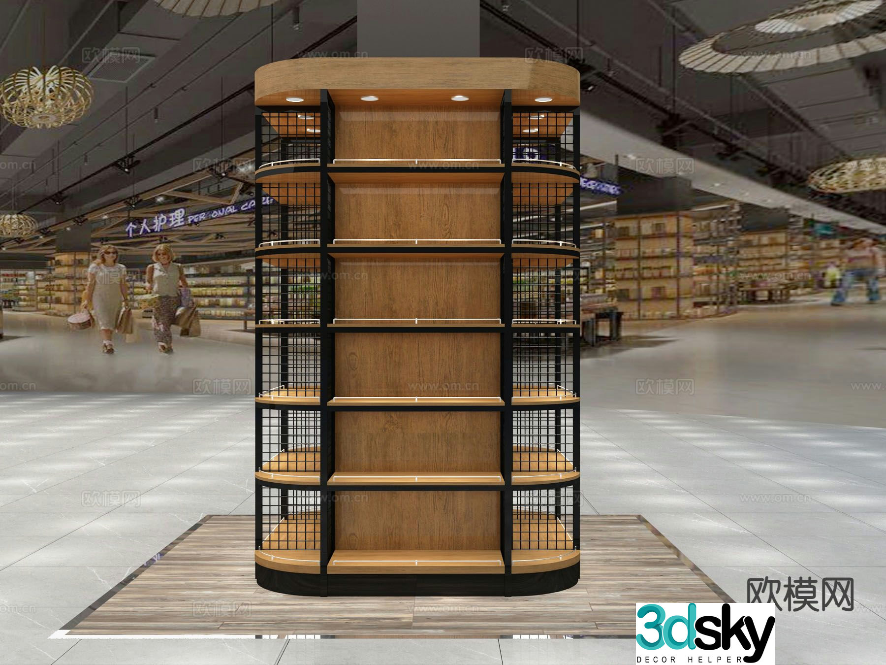 Modern shopping mall shelves supermarket shelves 3d model