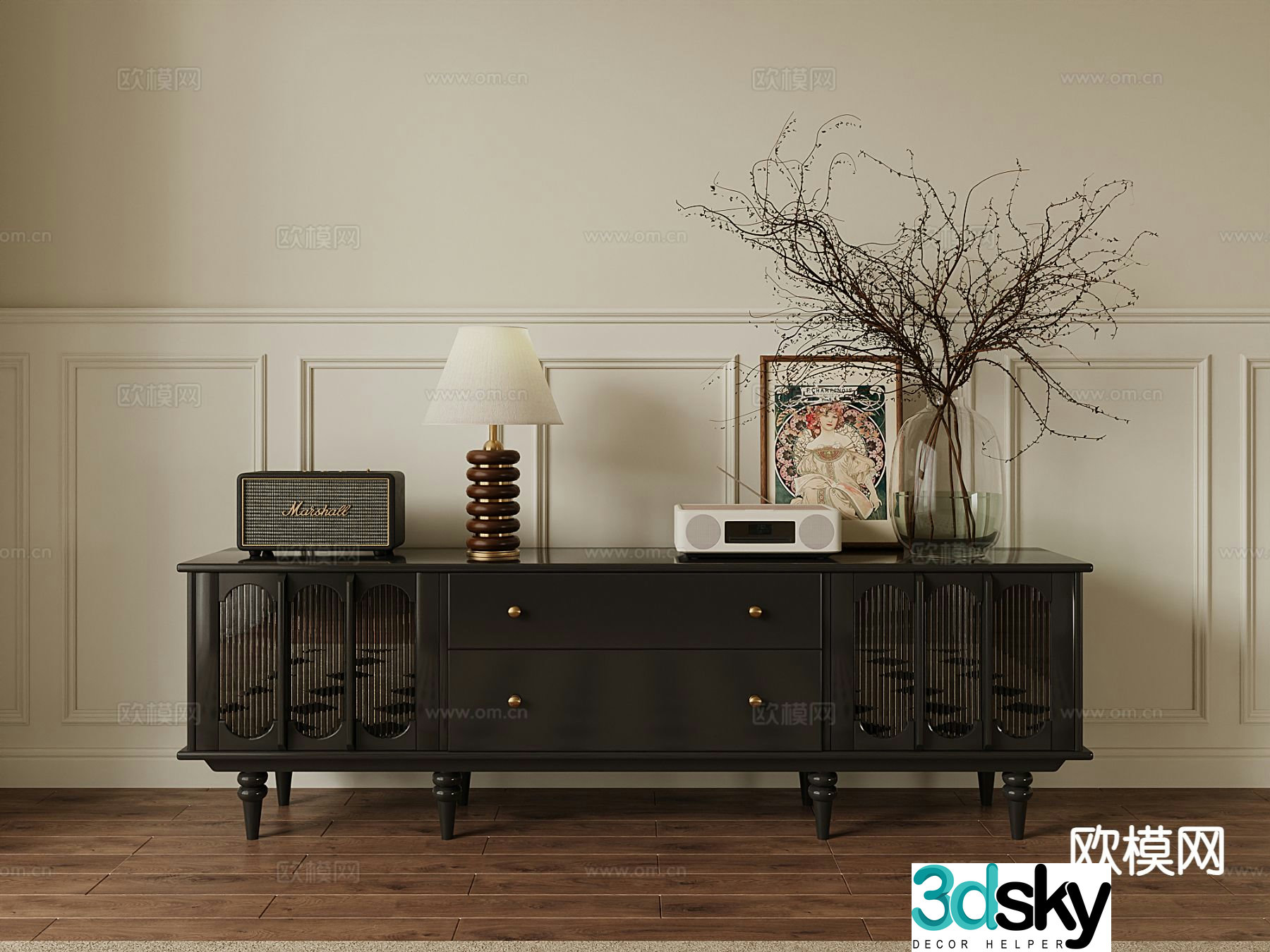 French TV cabinet 3d model