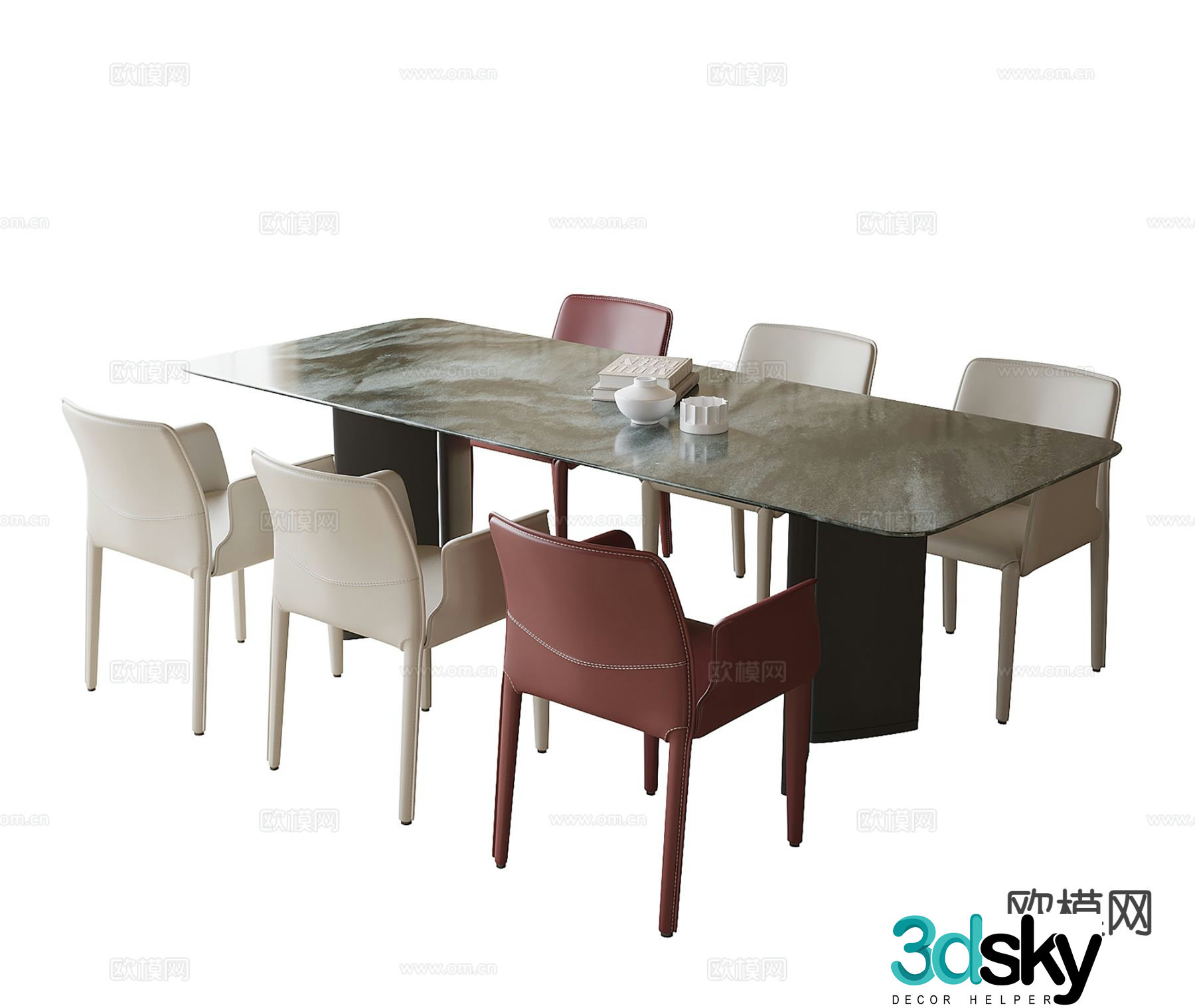 Italian dining table and chairs 3d model