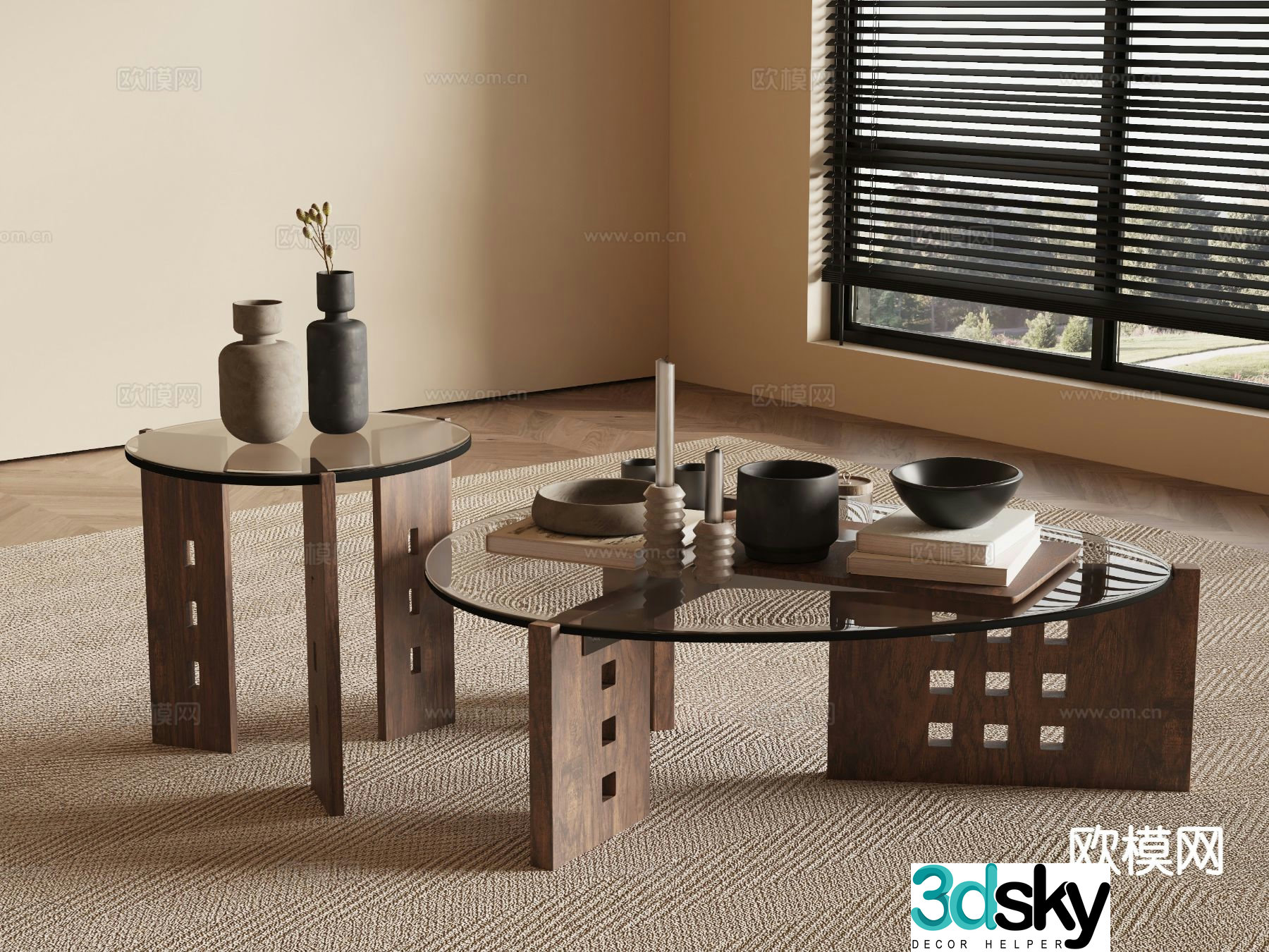 Medieval style coffee table mother-in-law coffee table 3d model