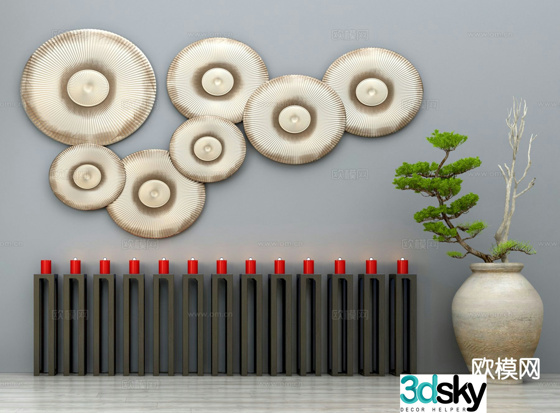 New Chinese style wall decoration 3D model