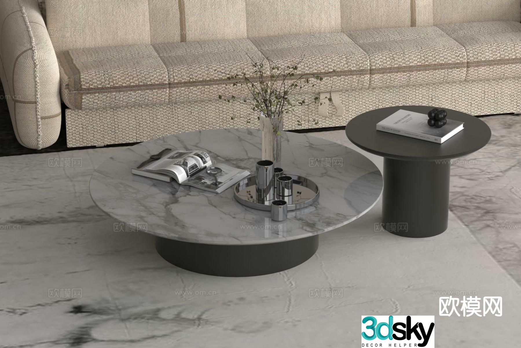 Modern double coffee table 3d model