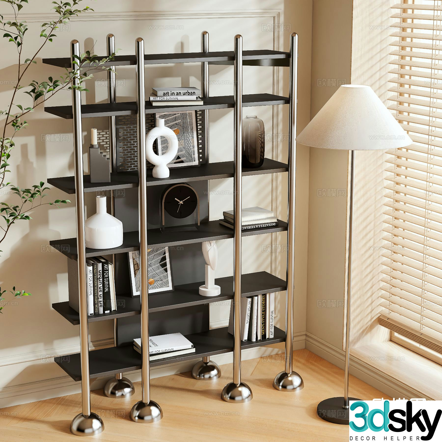 Modern storage shelf bookshelf 3d model