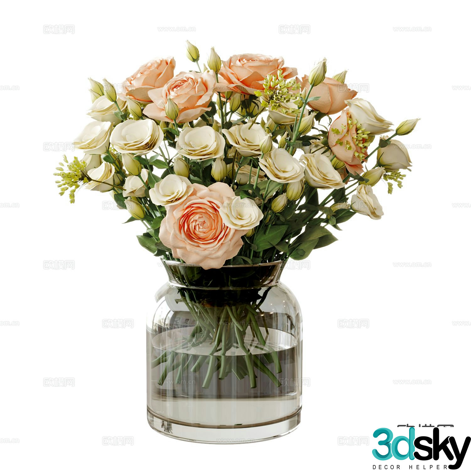 Modern floral ornaments 3D model