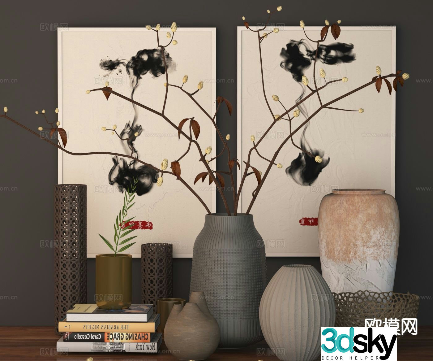 New Chinese style decoration ornaments vase 3d model