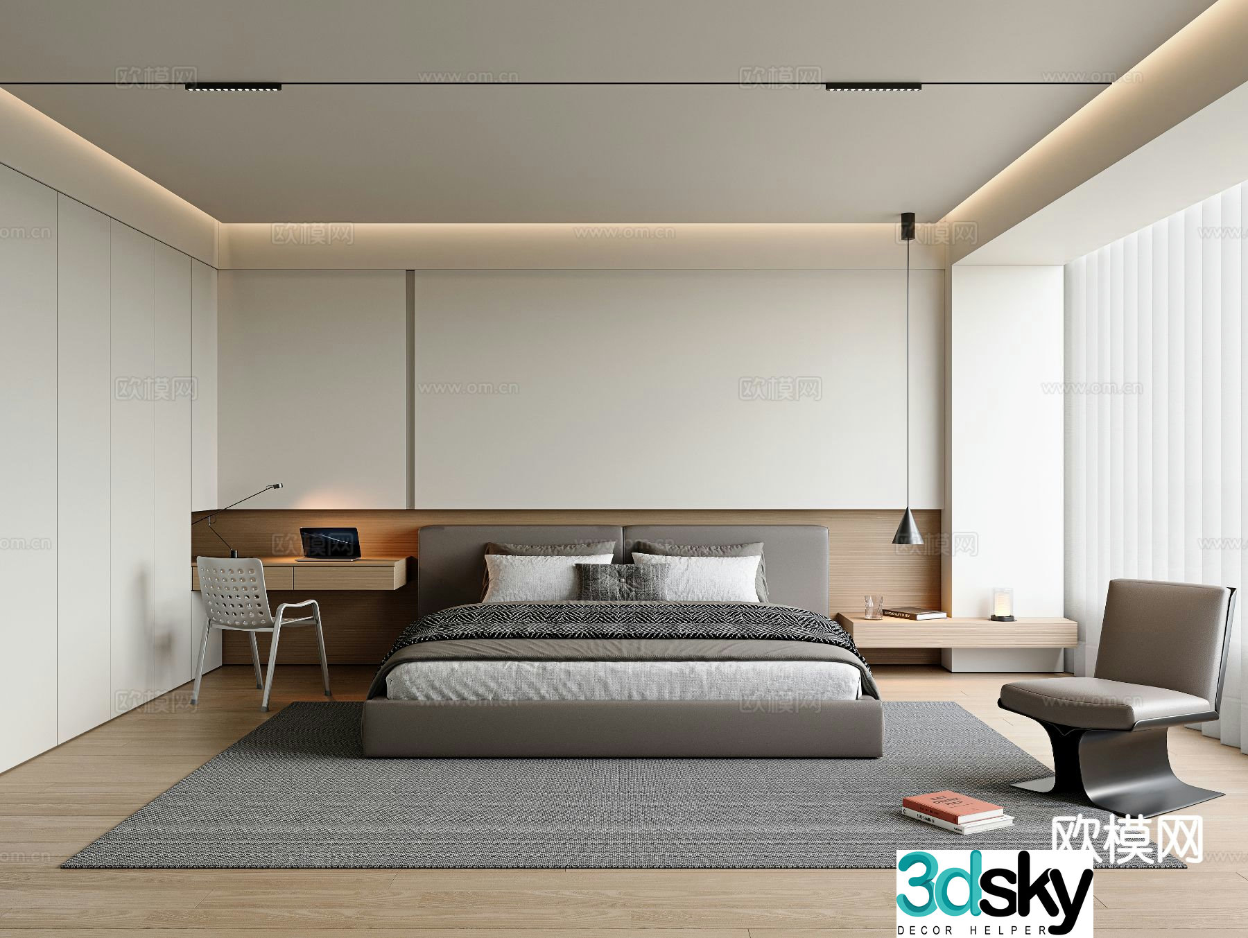 Modern bedroom master bedroom 3d model