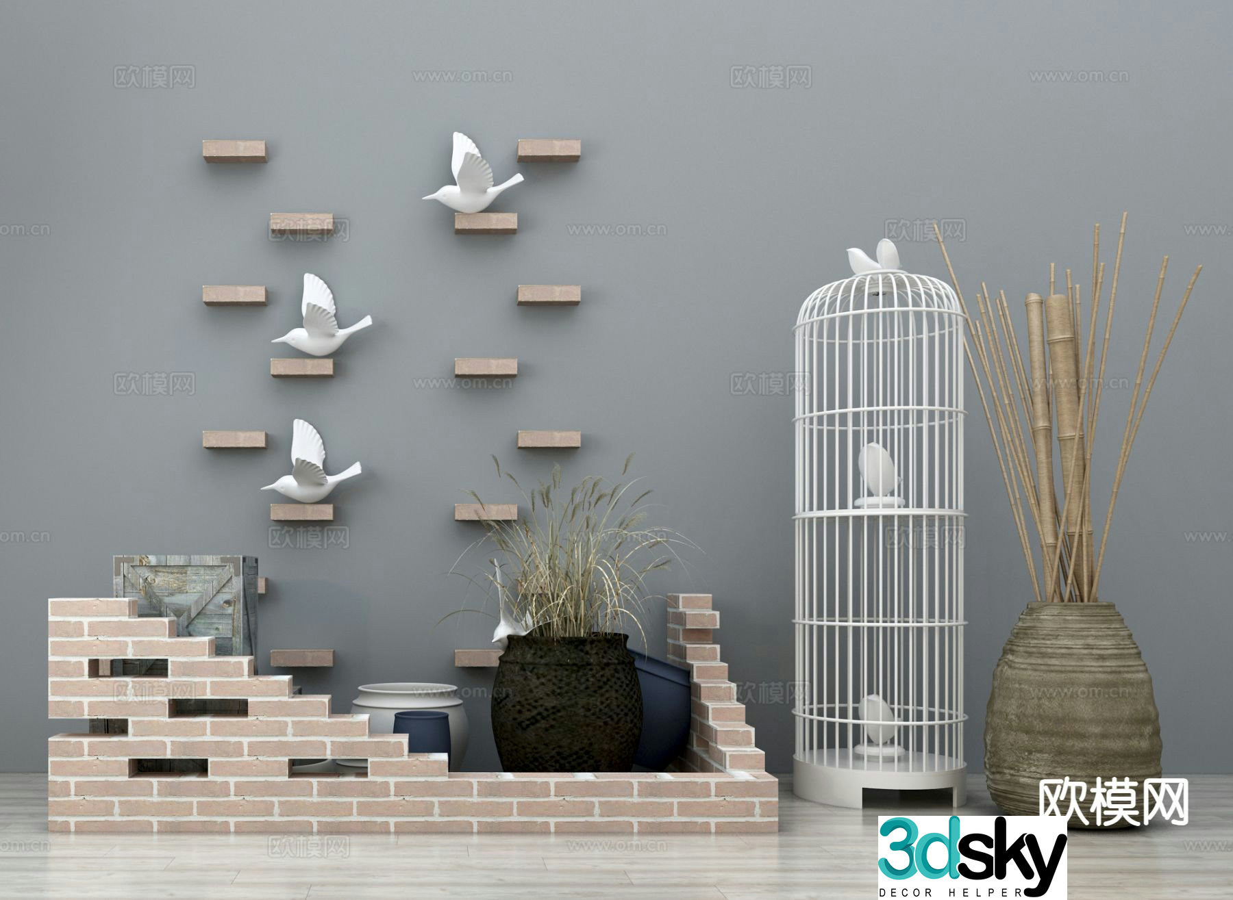 Garden sketch garden sketch decoration ornament birdcage wall decoration outdoor ornament 3d model