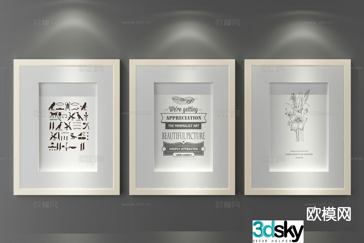 Modern decorative painting art painting hanging painting 3d model