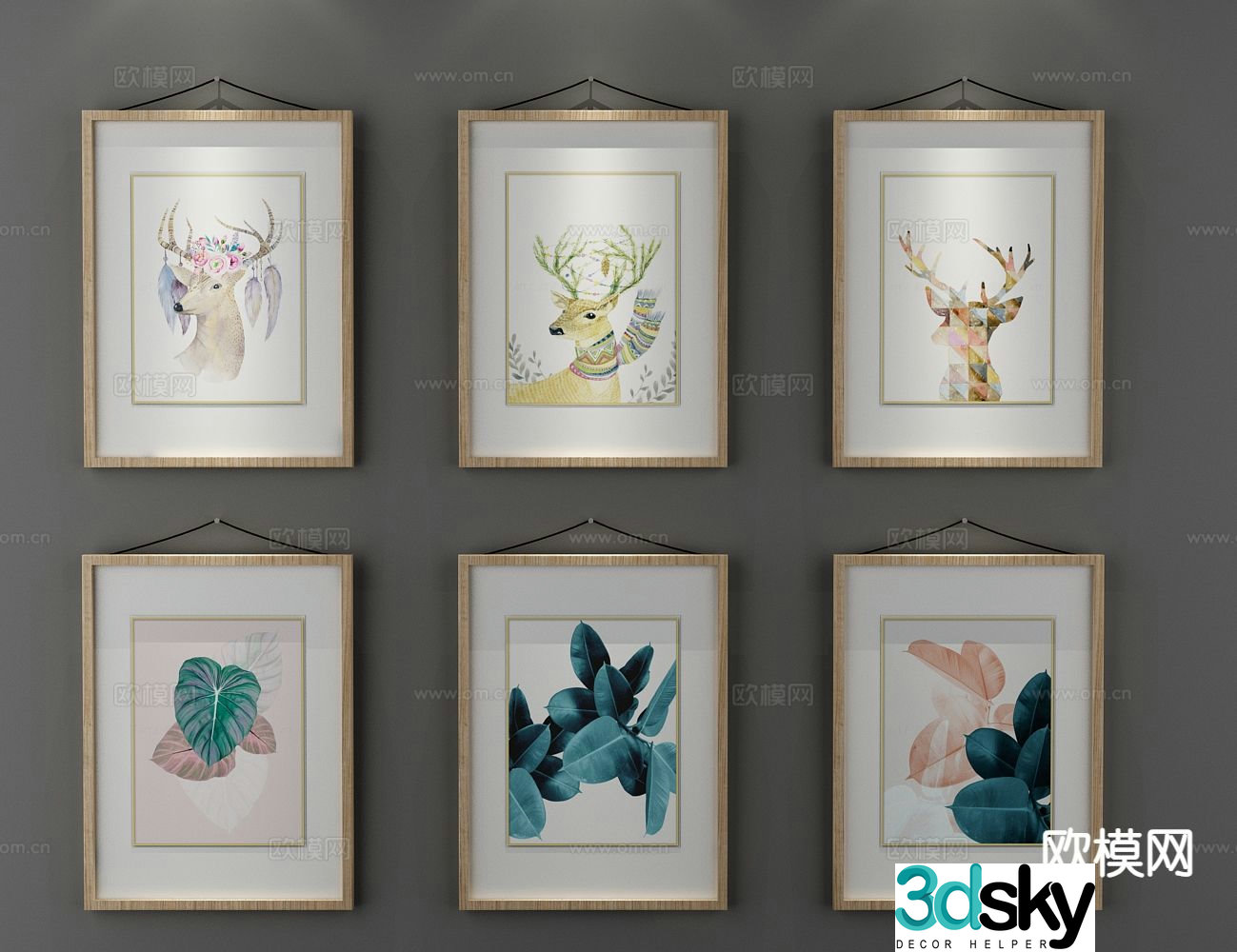 Nordic decorative painting art painting hanging painting 3d model