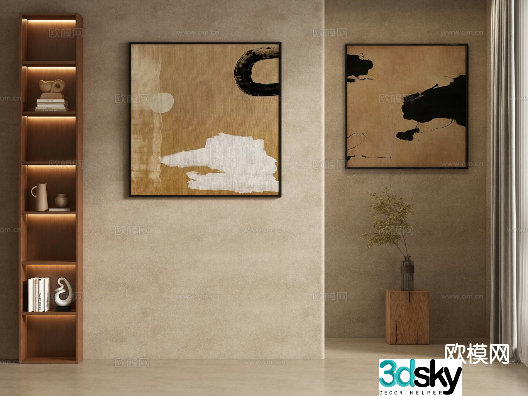 Medieval style decorative painting hanging painting 3d model