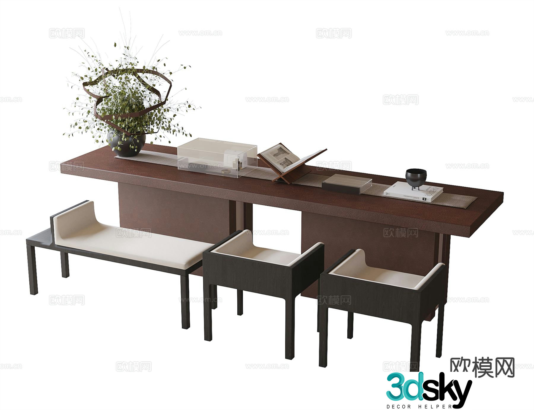 Modern sales office tea table and chairs 3d model