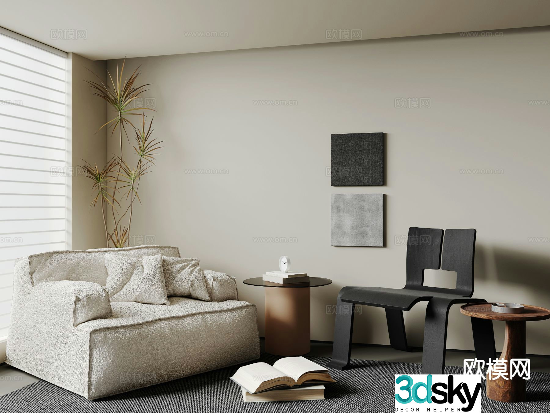 Fabric leisure sofa 3d model