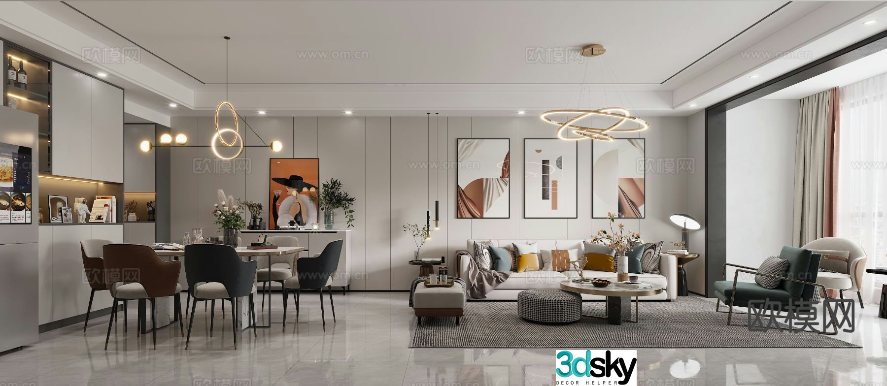 Modern guest restaurant 3d model