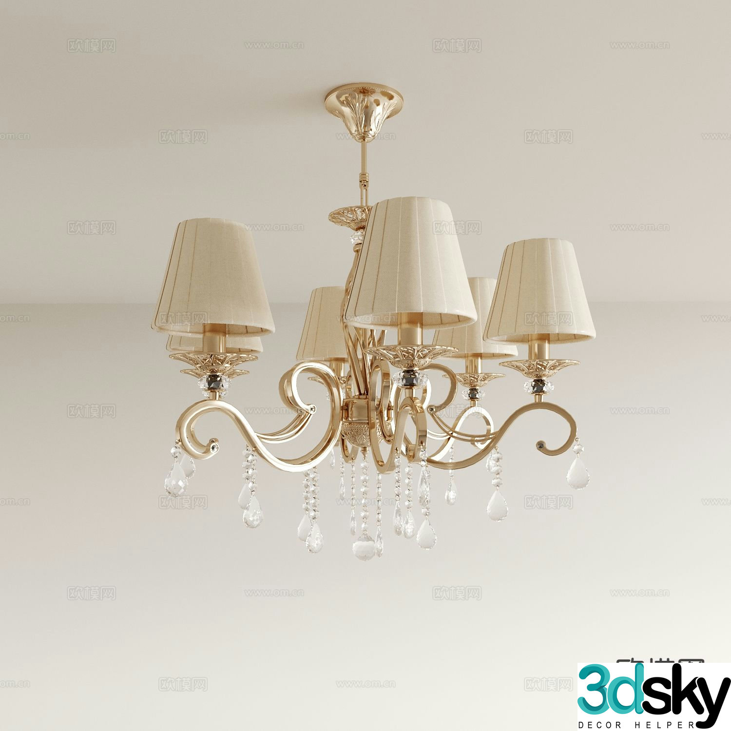 European style chandelier restaurant chandelier 3d model