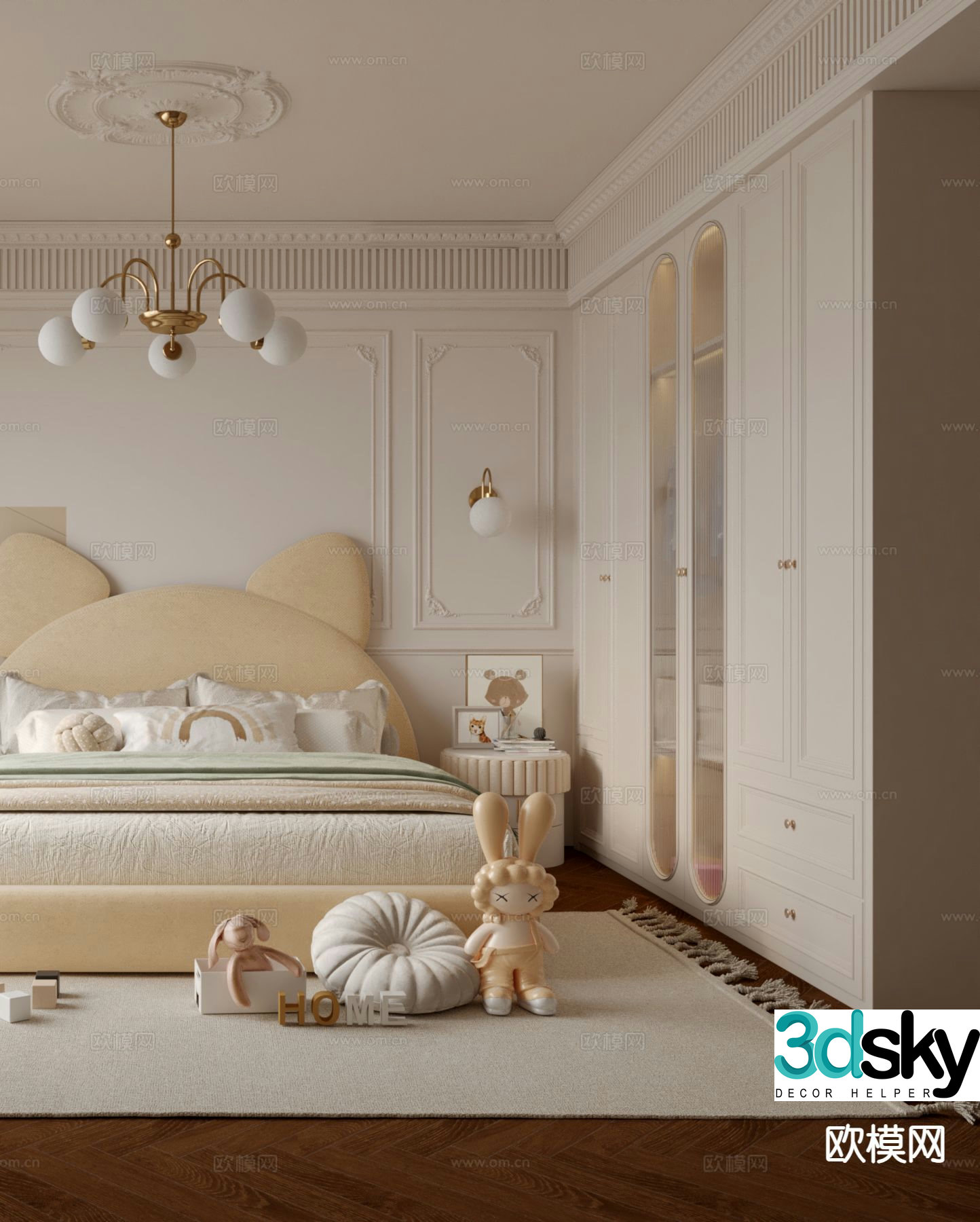 French style children’s room girl’s room 3d model