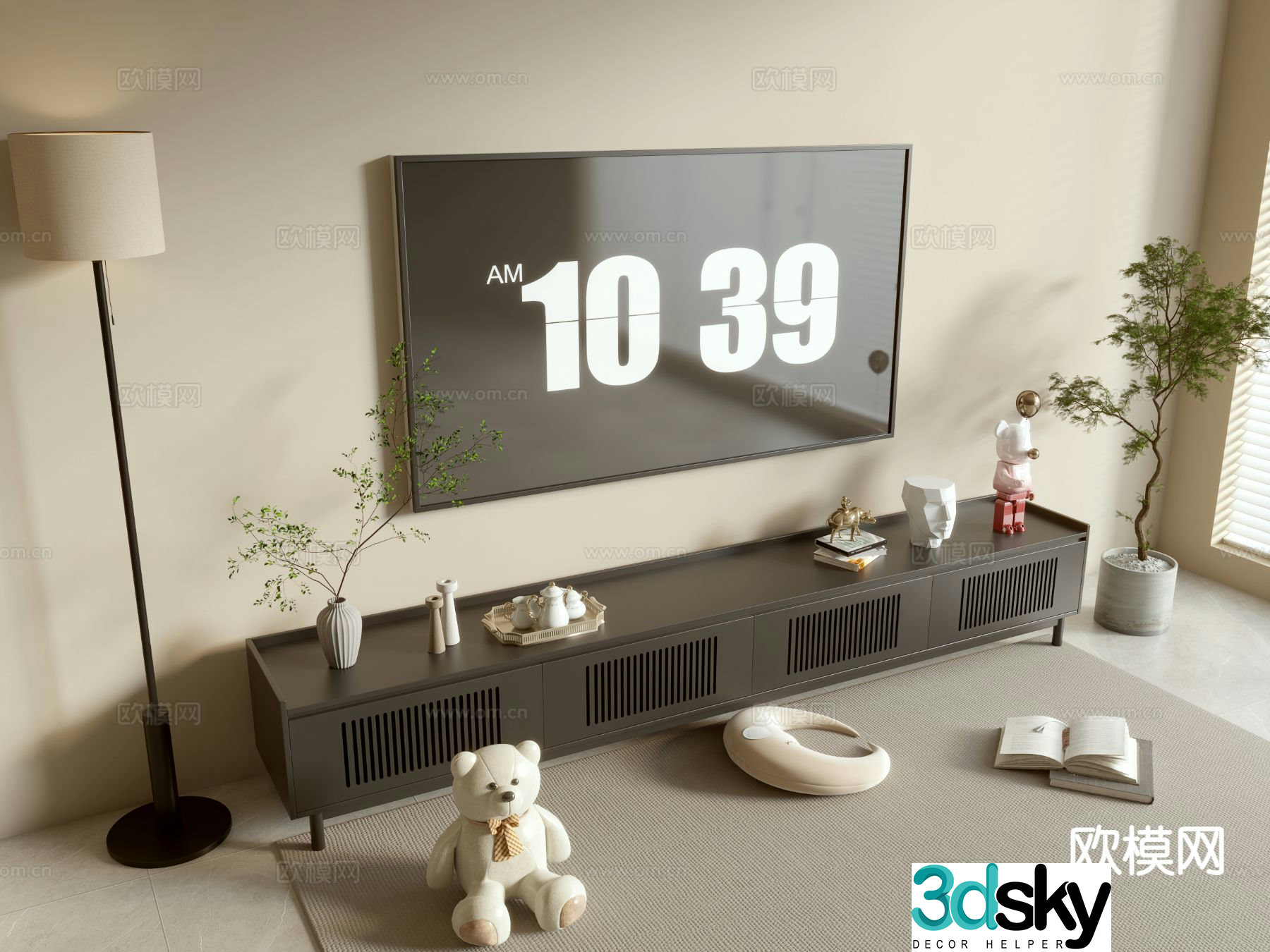 Black TV cabinet 3d model