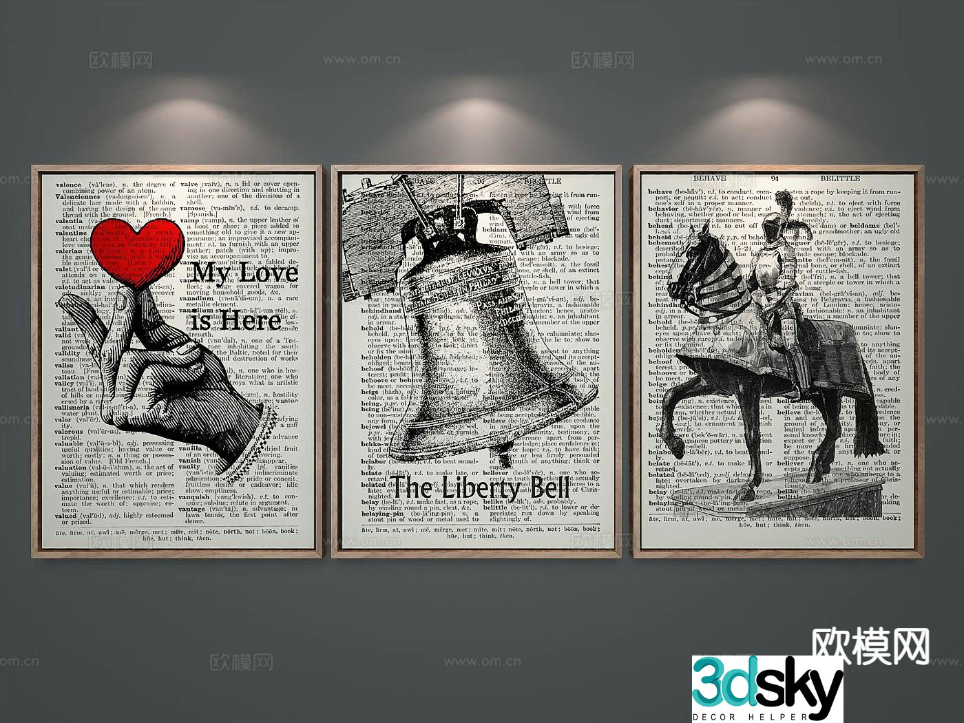 American simple painting combination painting decorative painting 3D model
